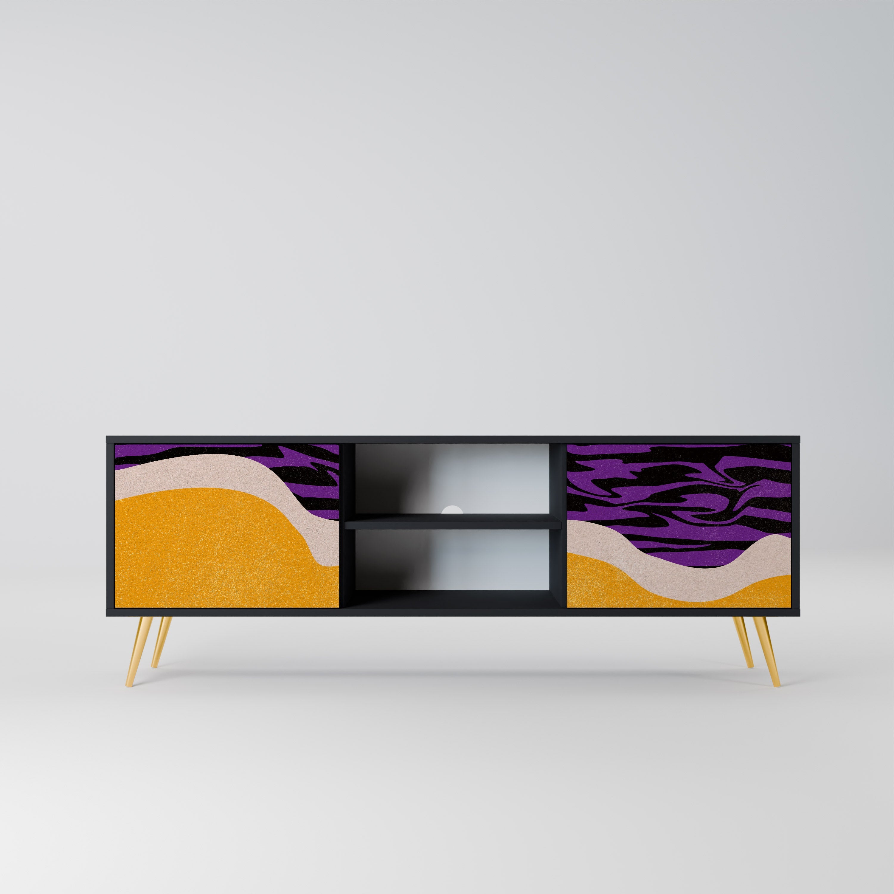 INDEPENDENT BORDER TV-Lowboard mit 2 Türen in Schwarz