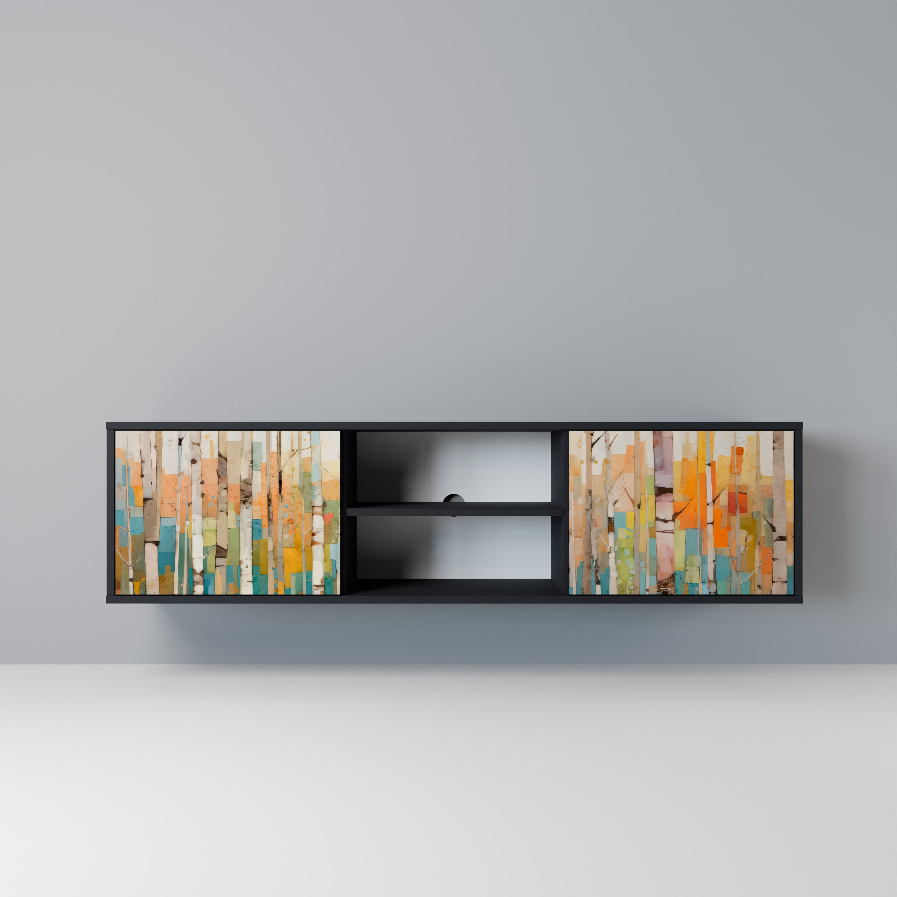 BIRCH KALEIDOSCOPE TV-Lowboard mit 2 Türen in Schwarz