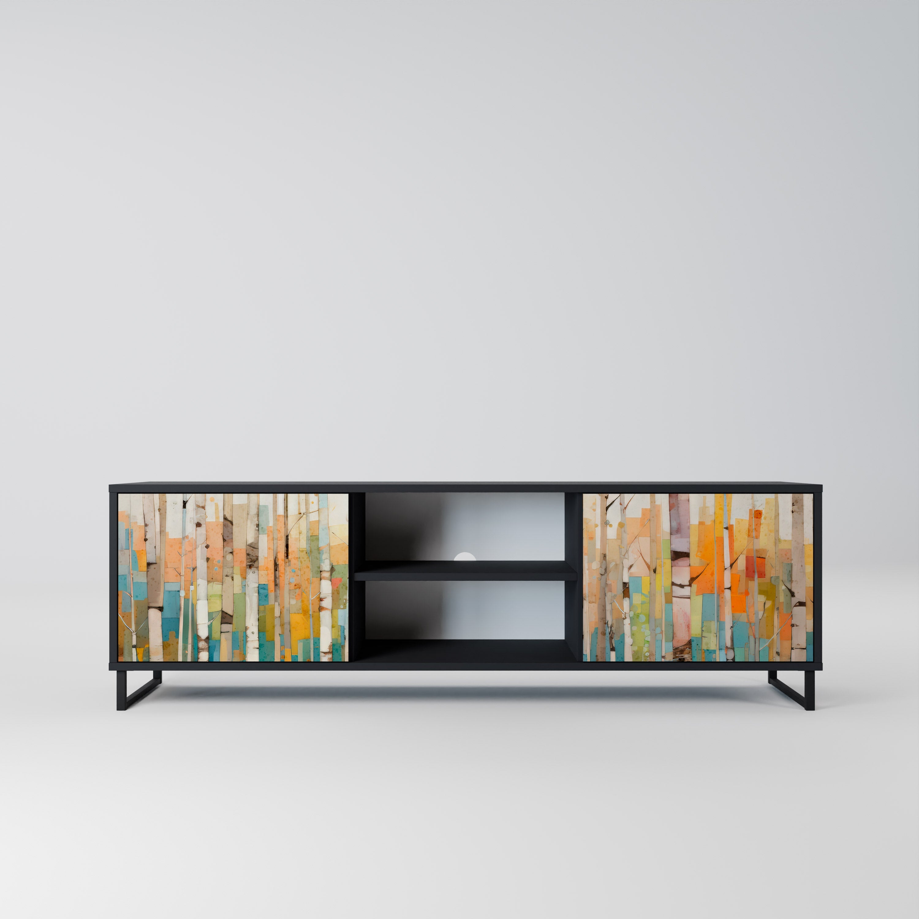 BIRCH KALEIDOSCOPE TV-Lowboard mit 2 Türen in Schwarz