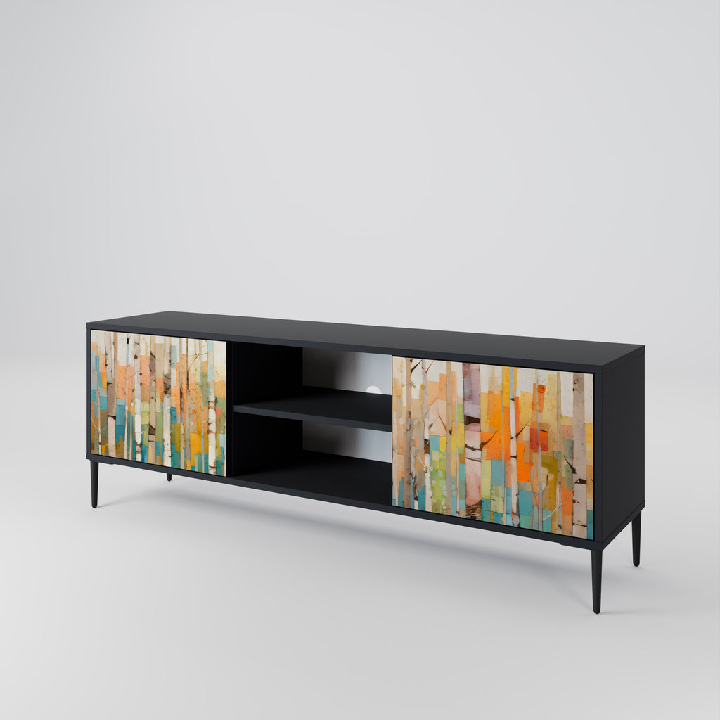 BIRCH KALEIDOSCOPE 2-Door TV Stand in Black Finish