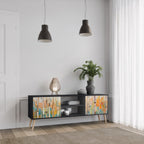BIRCH KALEIDOSCOPE 2-Door TV Stand in Black Finish
