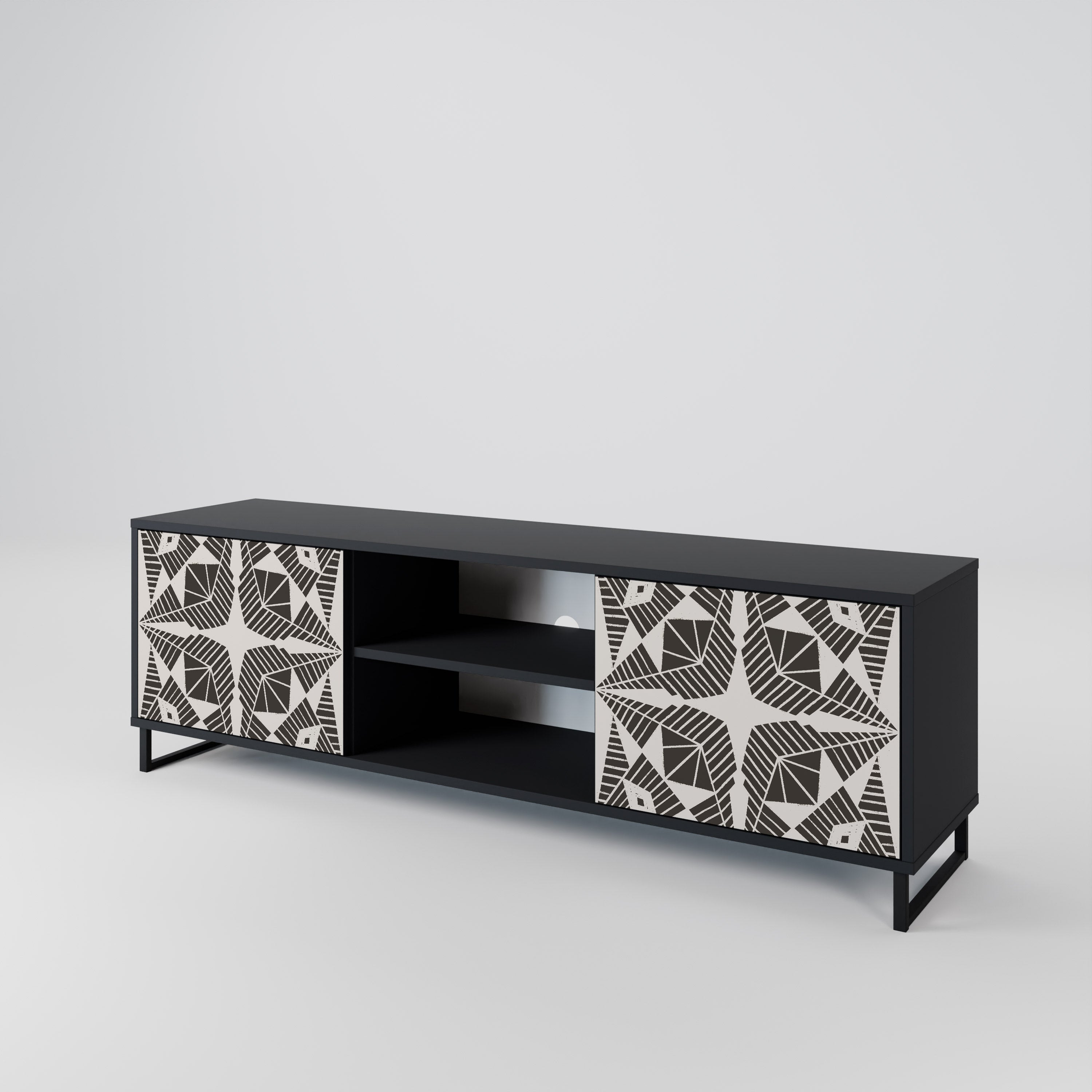 MONOCHROME NEXUS 2-Door TV Stand in Black Finish