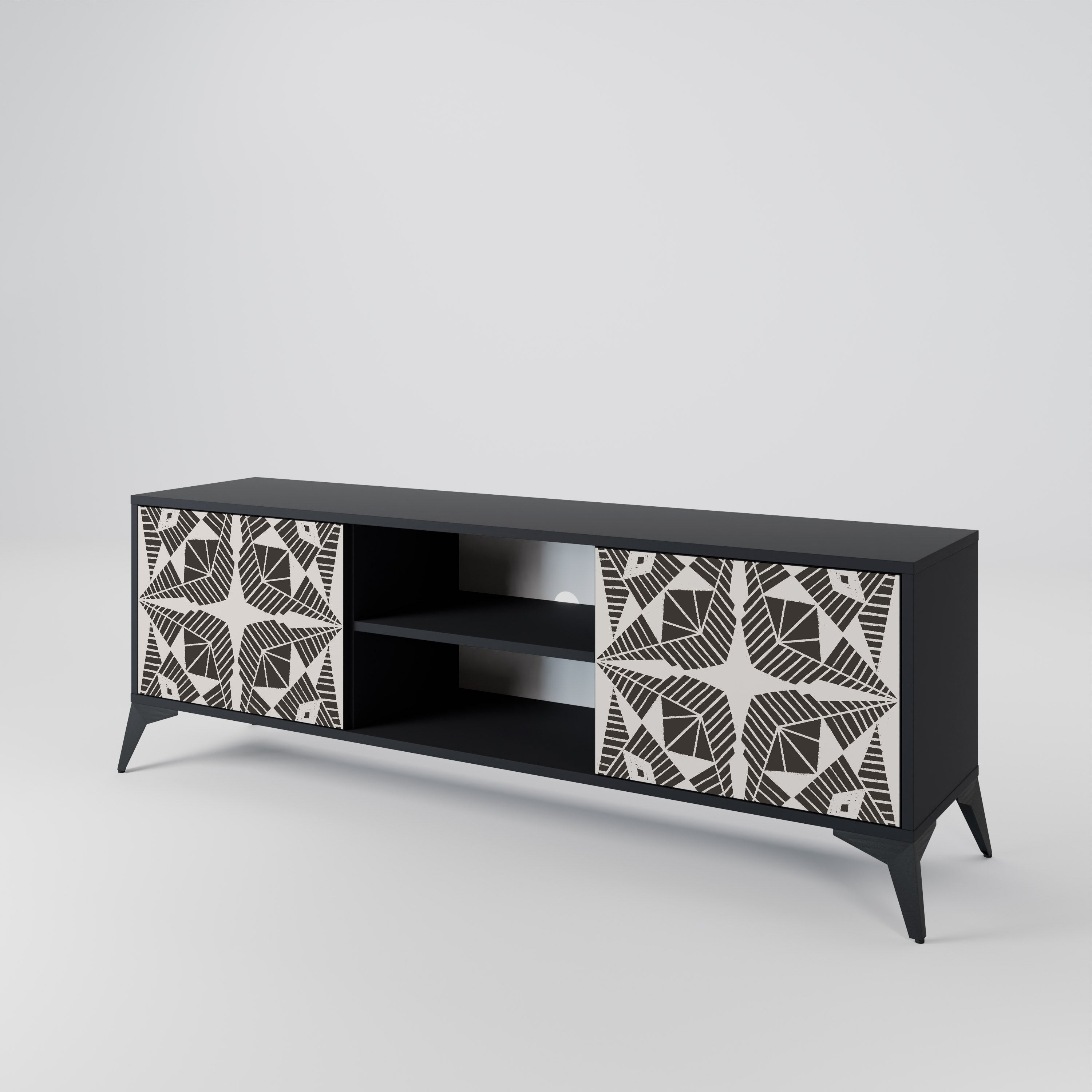 MONOCHROME NEXUS 2-Door TV Stand in Black Finish