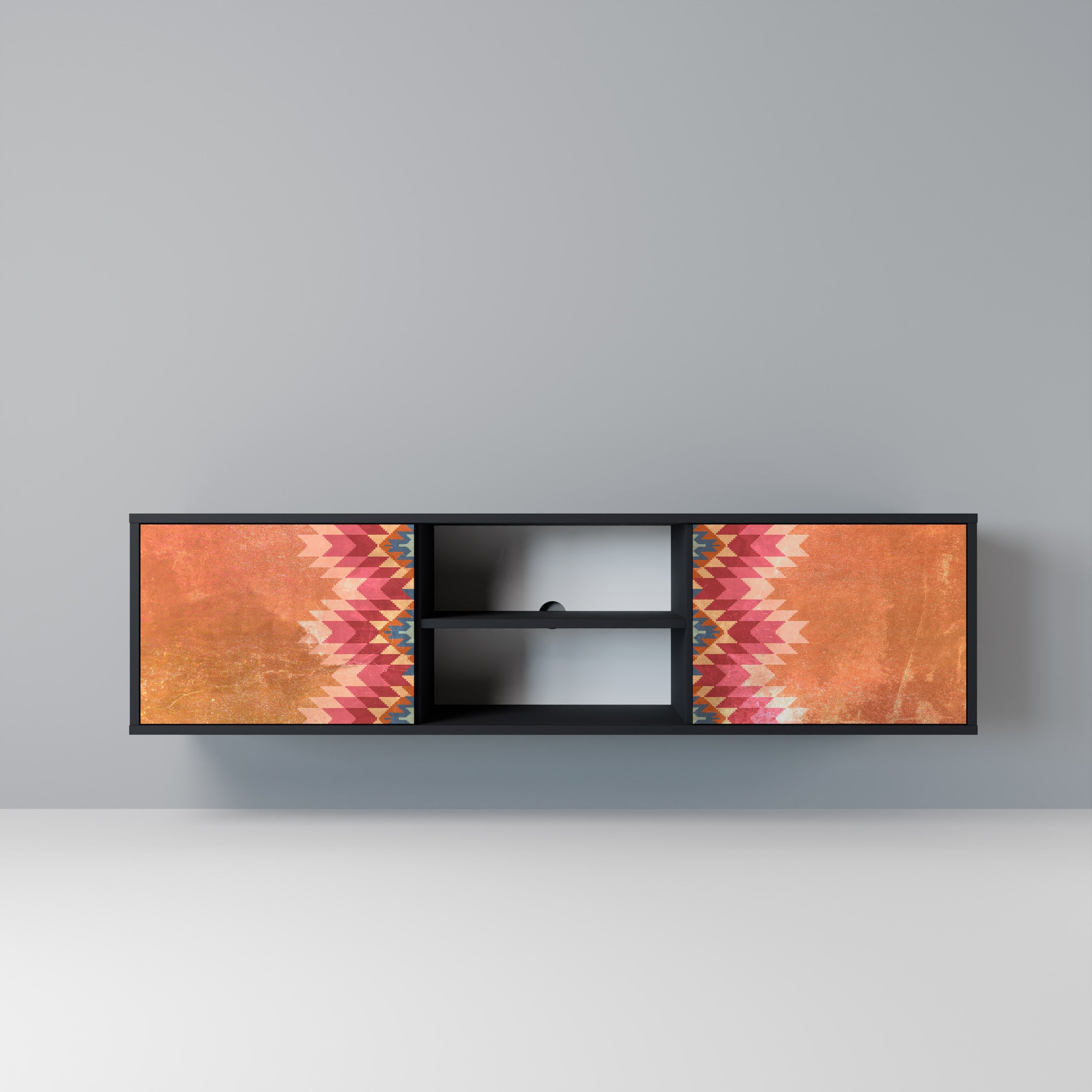 INDIAN FOLK TV-Lowboard mit 2 Türen in Schwarz