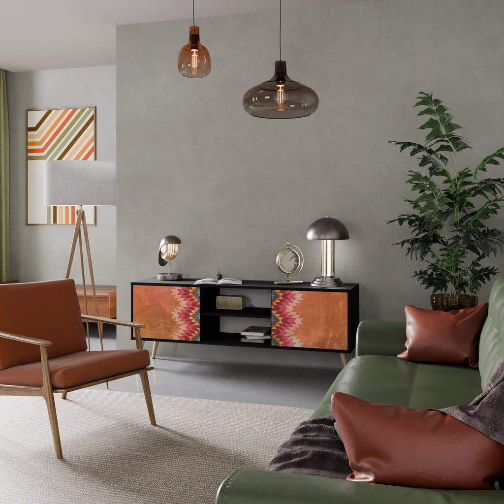 INDIAN FOLK TV-Lowboard mit 2 Türen in Schwarz