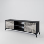 GRAIN LINES 2-Door TV Stand in Black Finish