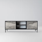 GRAIN LINES 2-Door TV Stand in Black Finish