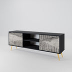 GRAIN LINES 2-Door TV Stand in Black Finish