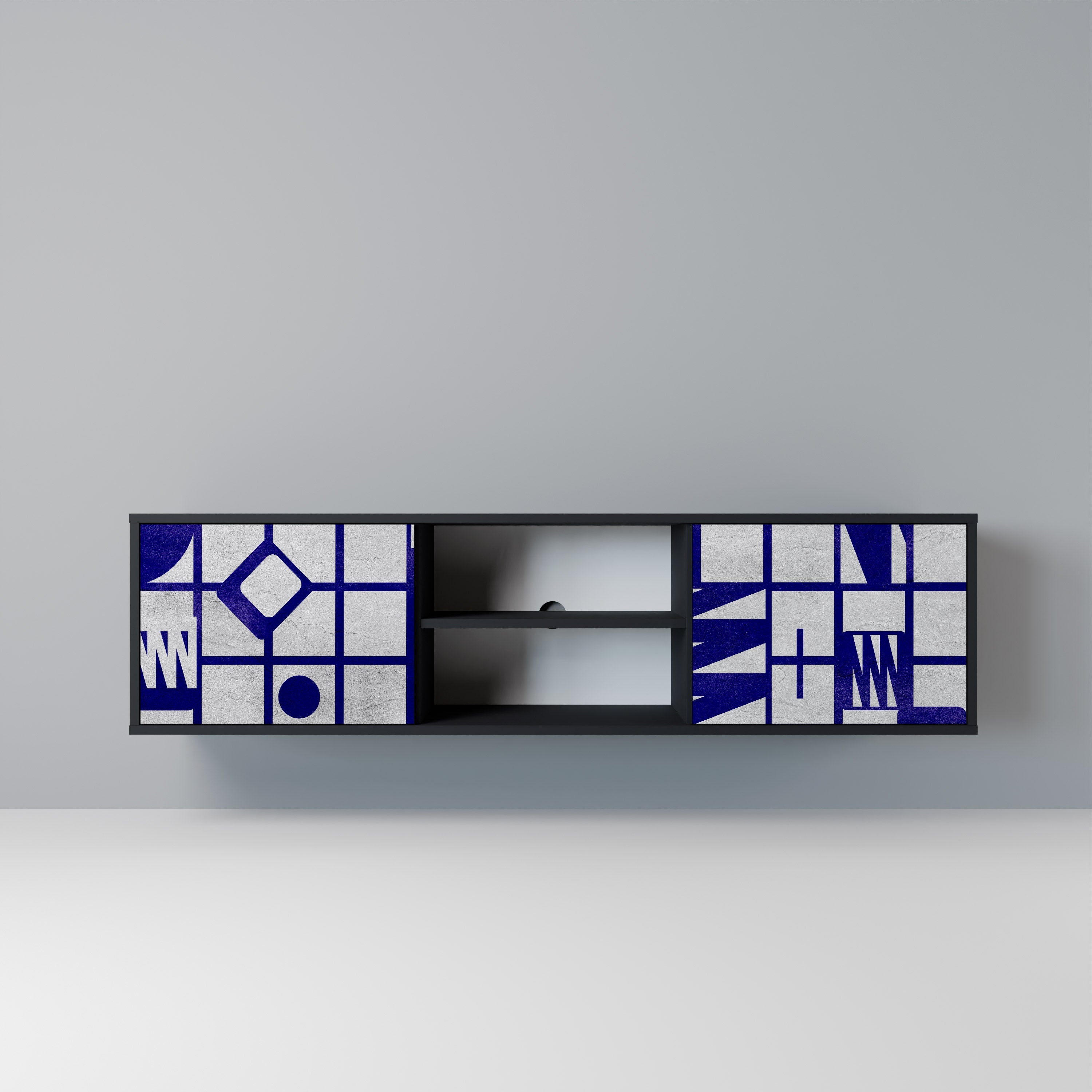 THE RIGHT PLACES 2-Door TV Stand in Black Finish