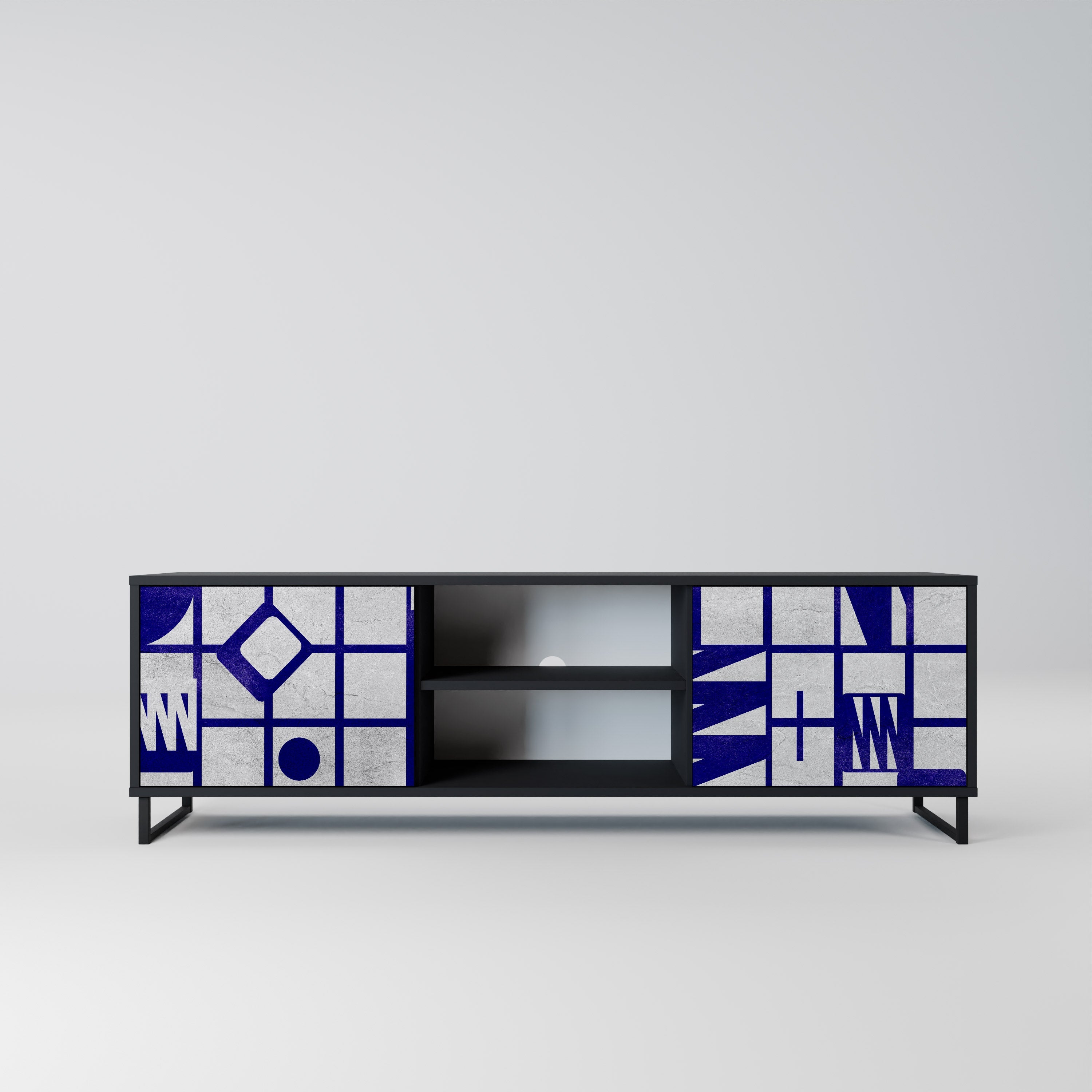 THE RIGHT PLACES 2-Door TV Stand in Black Finish