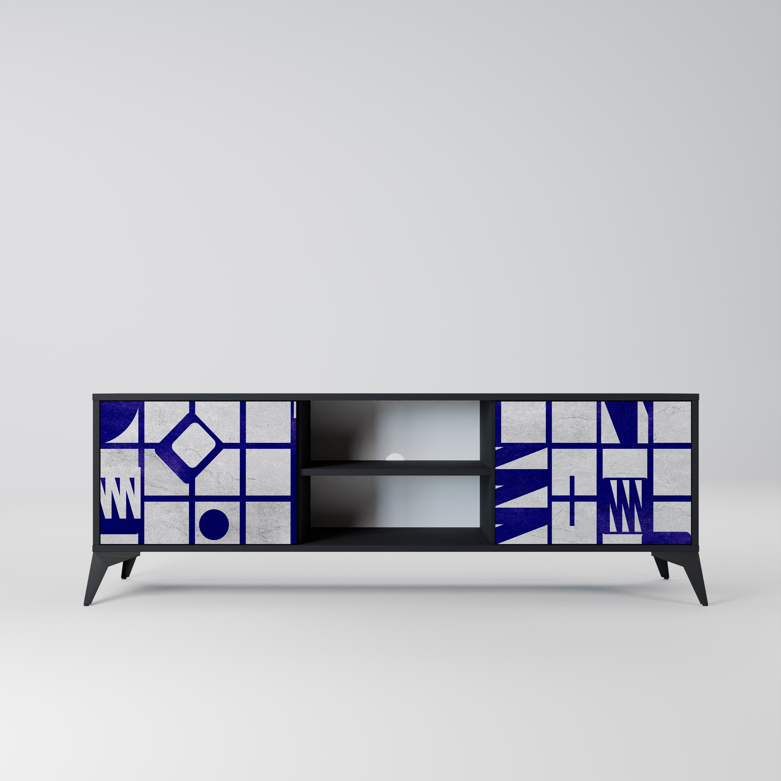 THE RIGHT PLACES 2-Door TV Stand in Black Finish