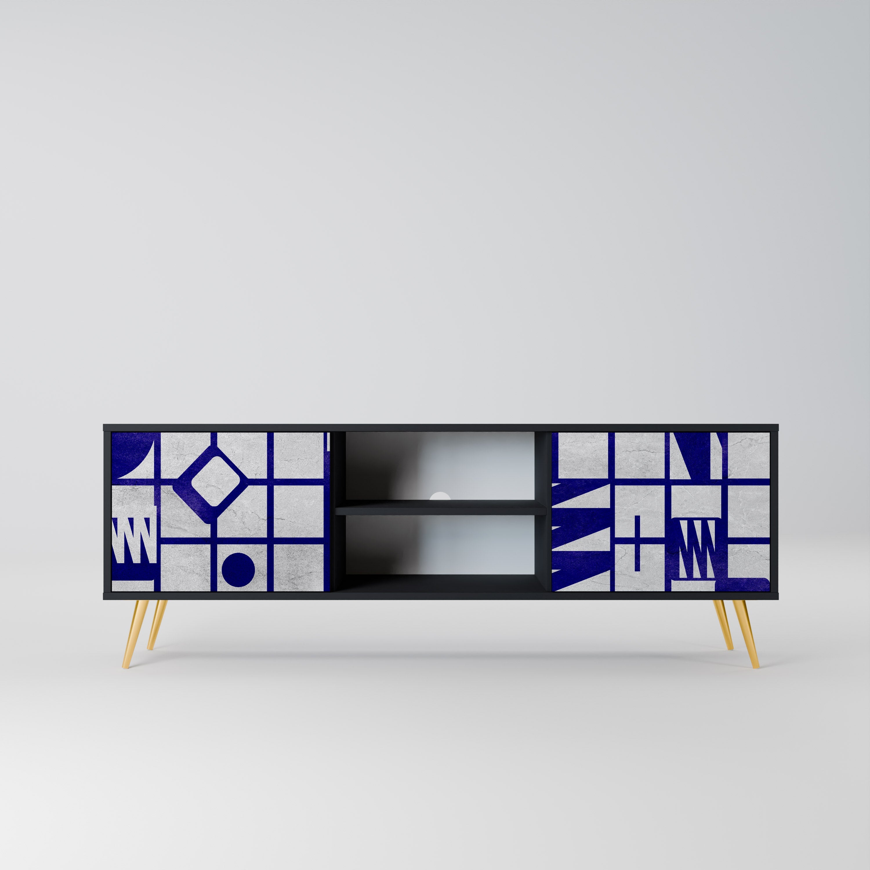 THE RIGHT PLACES 2-Door TV Stand in Black Finish