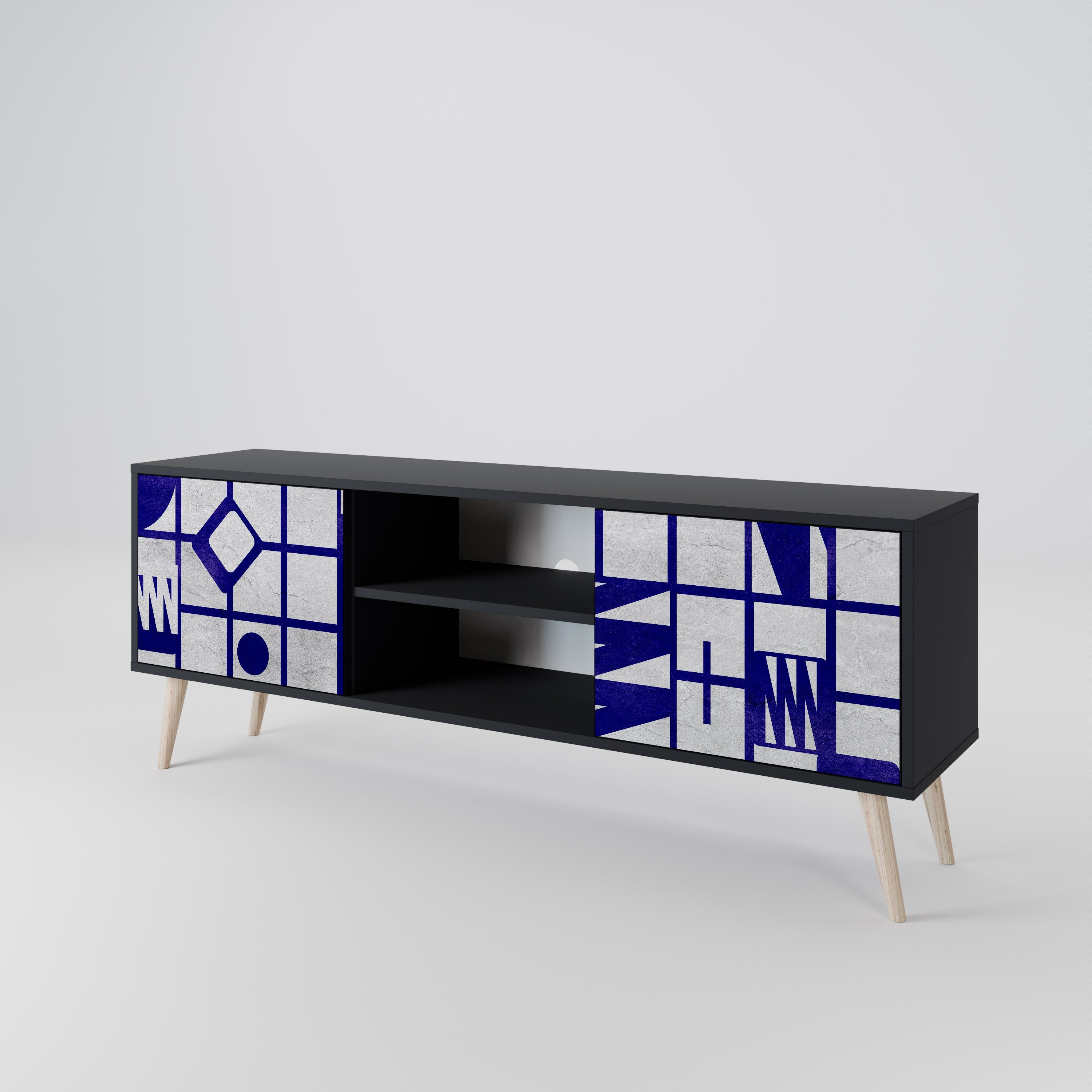 THE RIGHT PLACES 2-Door TV Stand in Black Finish