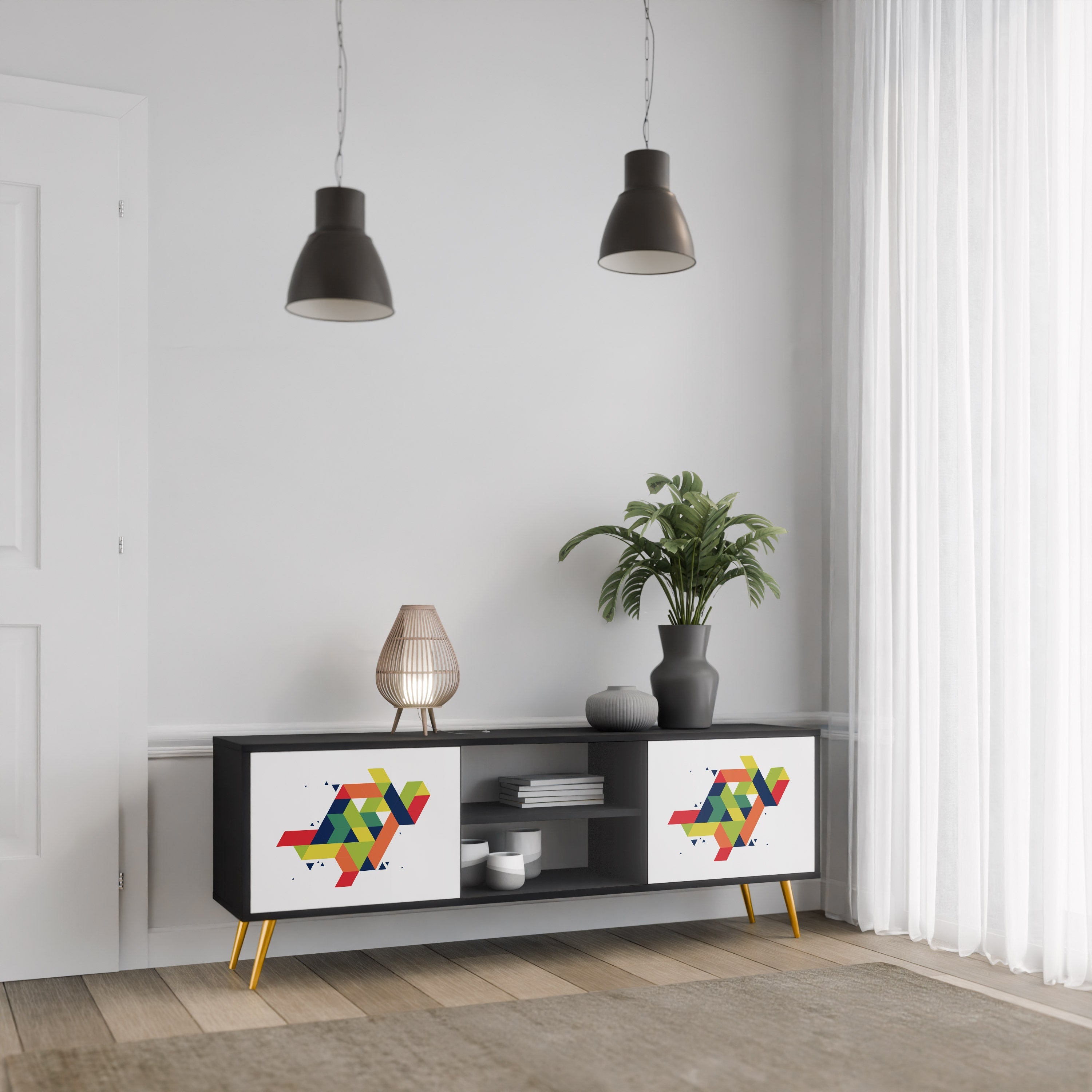 FUTURE SIGN TV-Lowboard mit 2 Türen in Schwarz