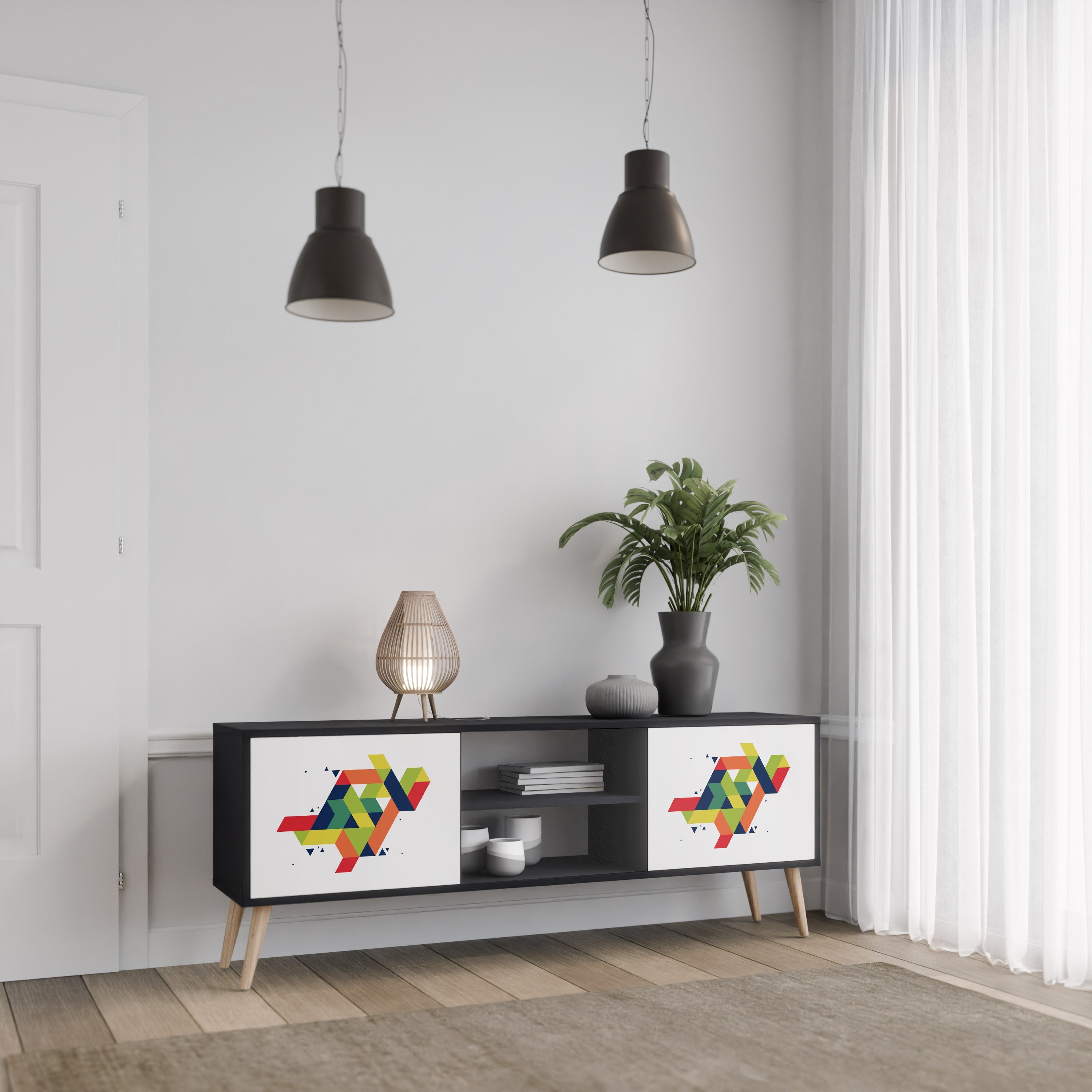 FUTURE SIGN TV-Lowboard mit 2 Türen in Schwarz