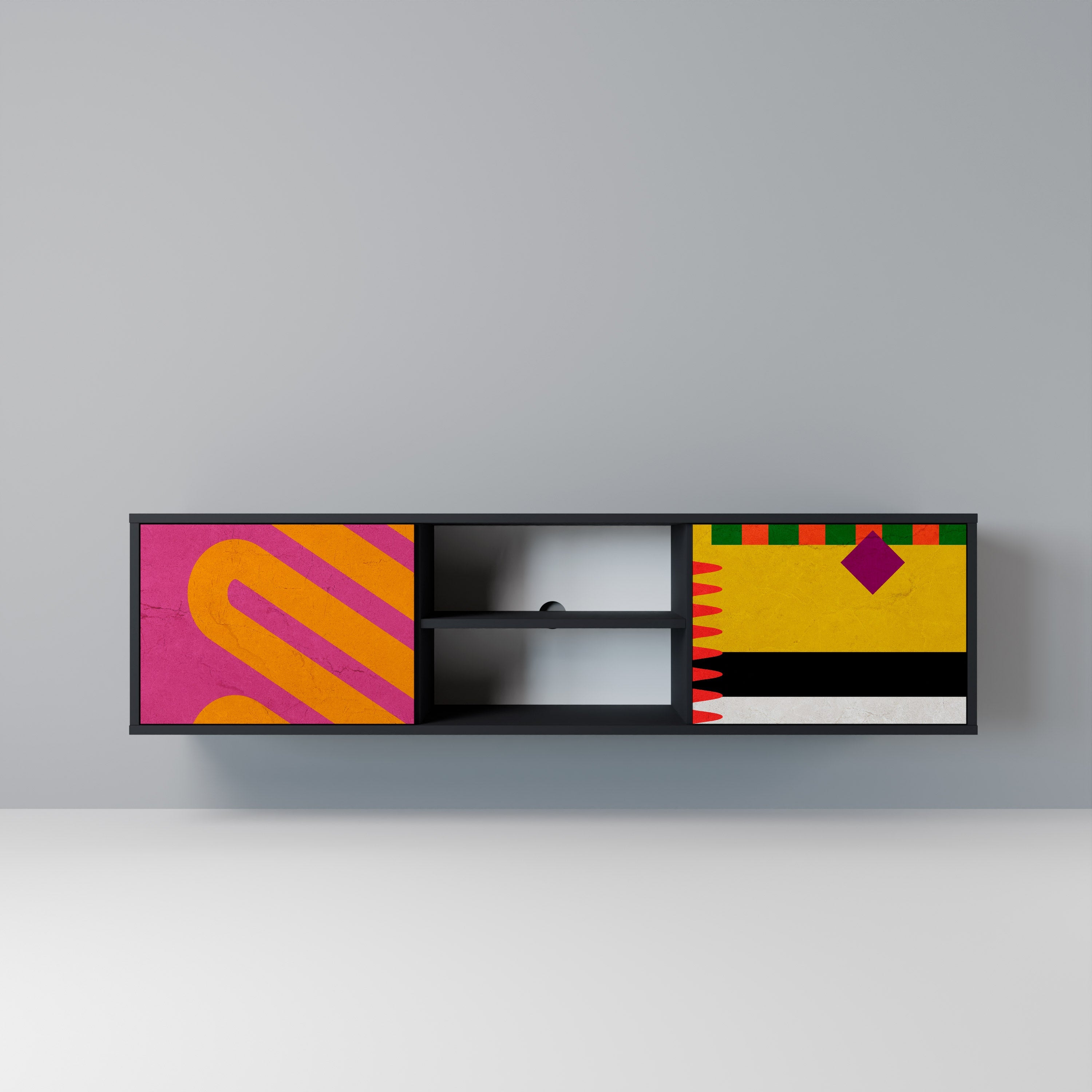 VIVID ART TV-Lowboard mit 2 Türen in Schwarz