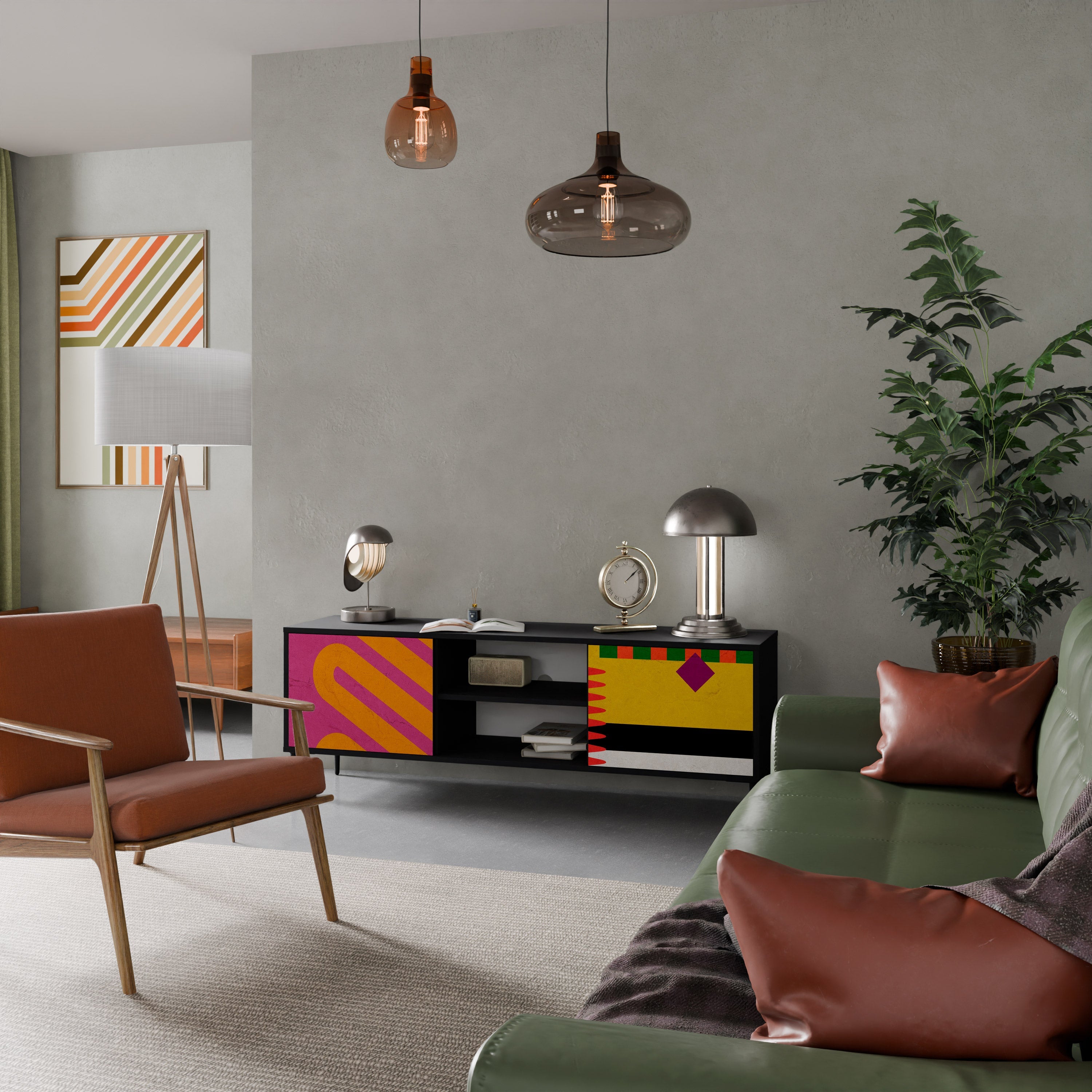 VIVID ART TV-Lowboard mit 2 Türen in Schwarz