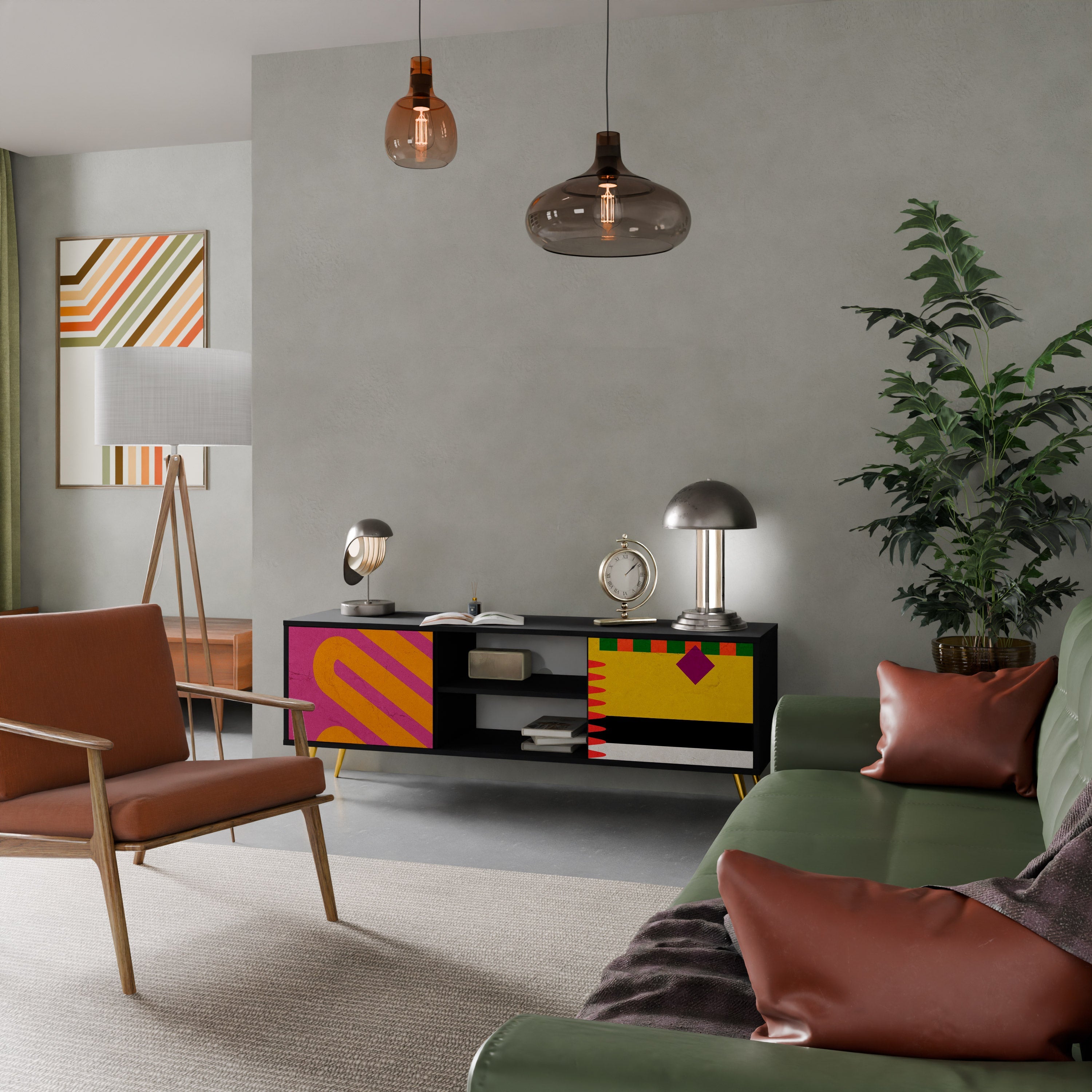 VIVID ART TV-Lowboard mit 2 Türen in Schwarz