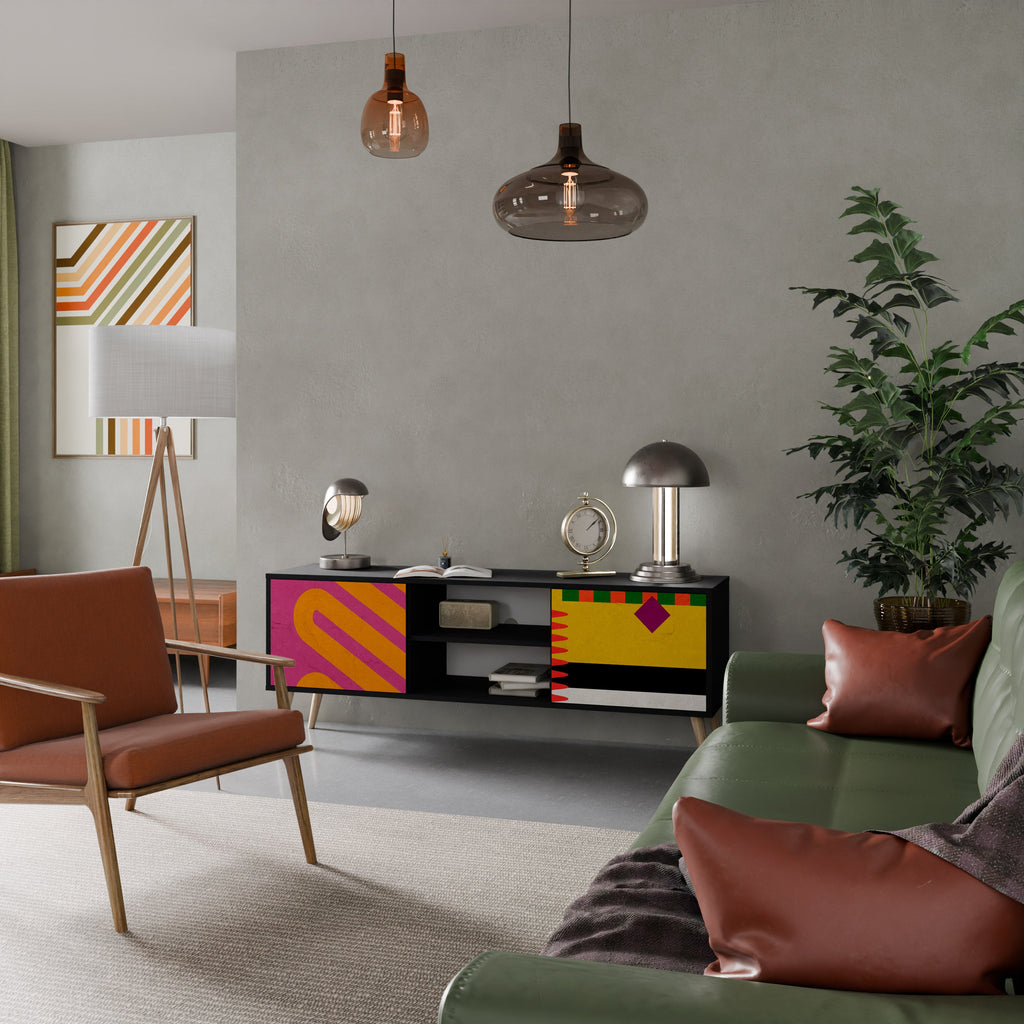 VIVID ART TV-Lowboard mit 2 Türen in Schwarz