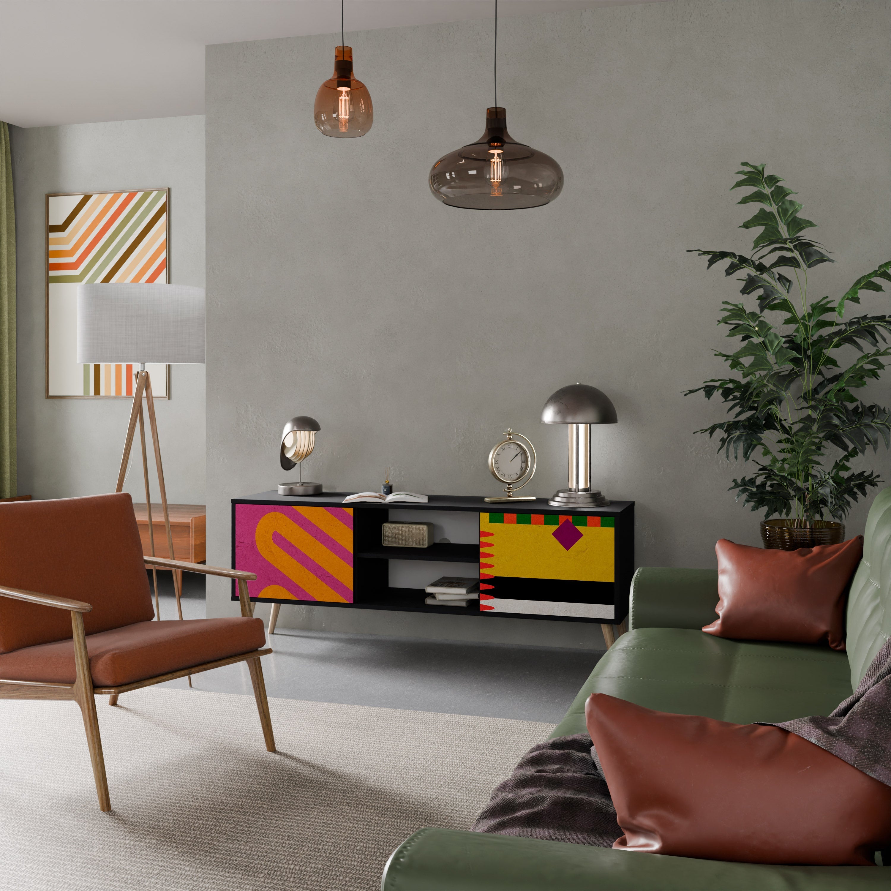 VIVID ART TV-Lowboard mit 2 Türen in Schwarz