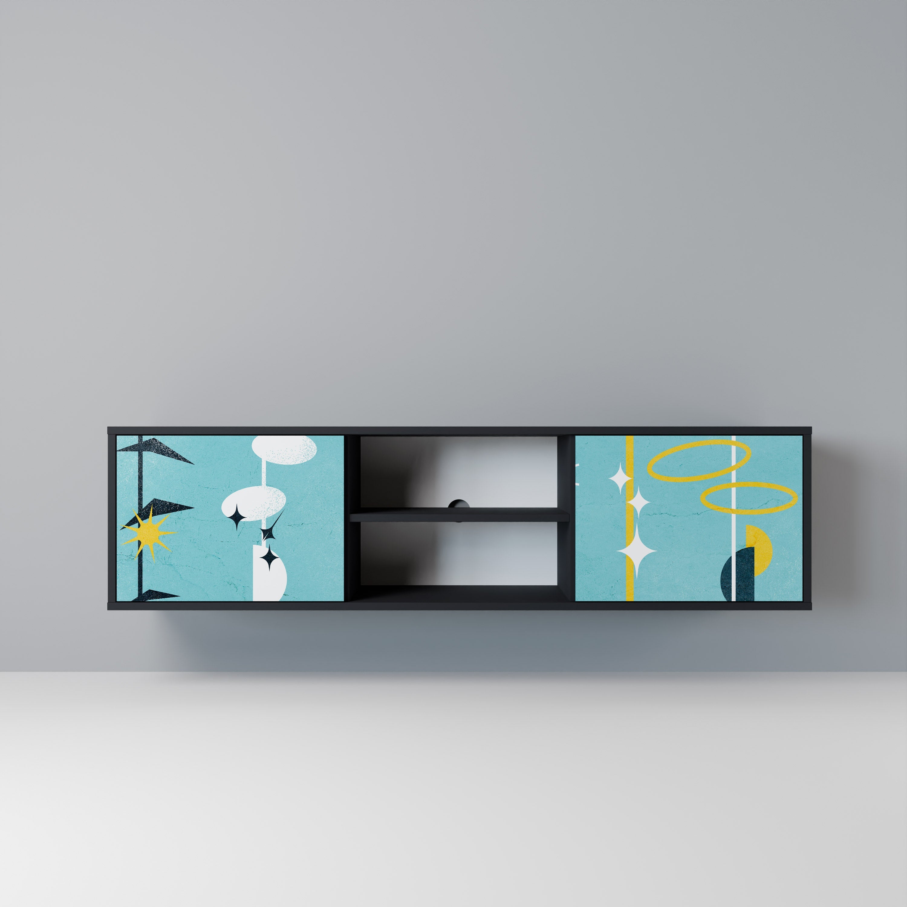 PATHS TO HAPPINESS TV-Lowboard mit 2 Türen in Schwarz