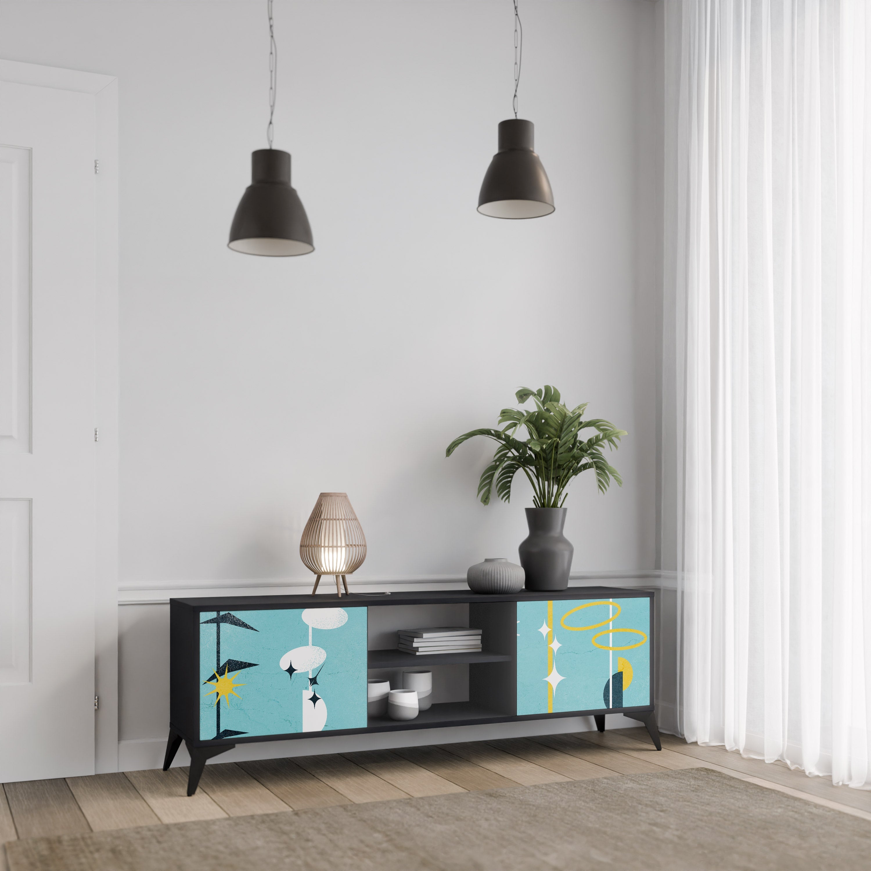 PATHS TO HAPPINESS TV-Lowboard mit 2 Türen in Schwarz