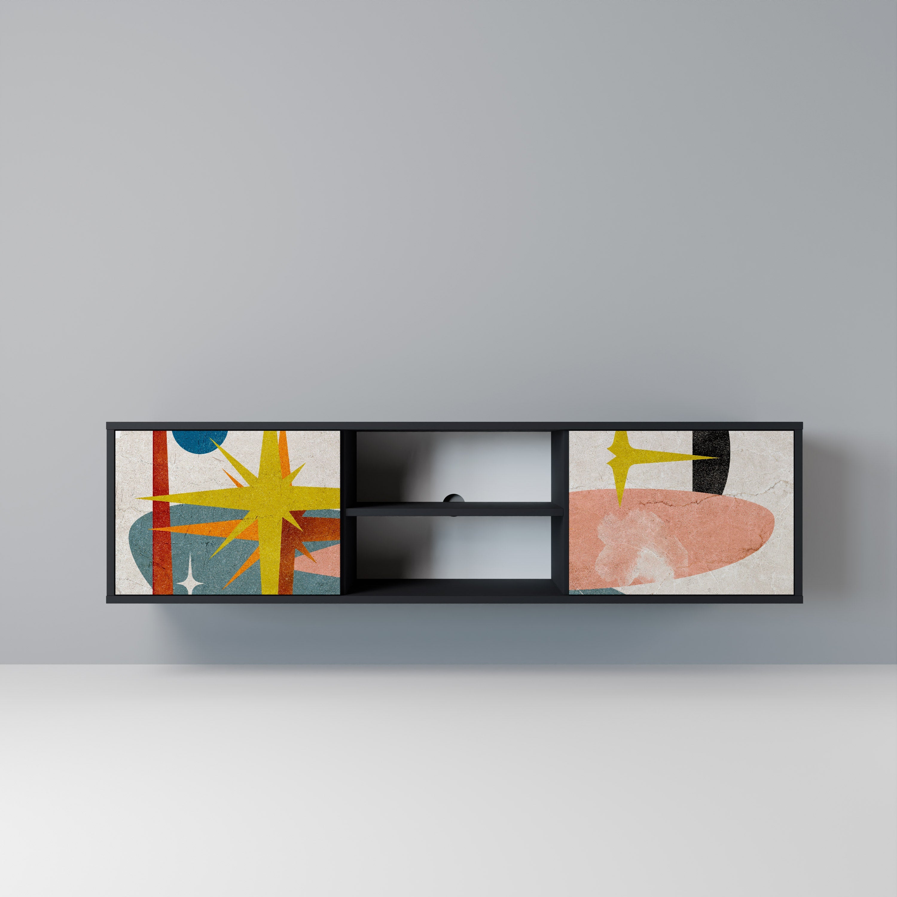 INTERSTELLAR VIBES TV-Lowboard mit 2 Türen in Schwarz