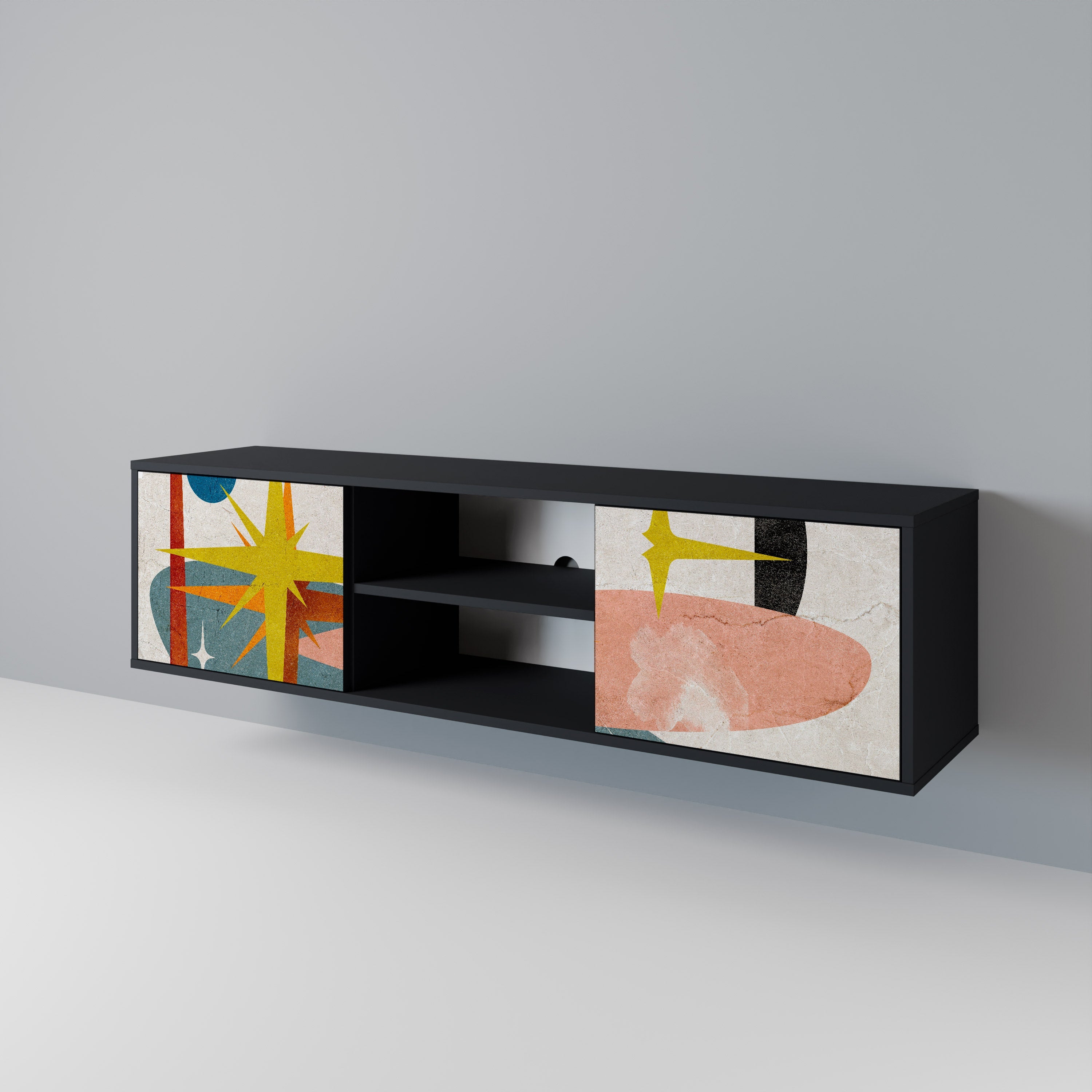 INTERSTELLAR VIBES TV-Lowboard mit 2 Türen in Schwarz