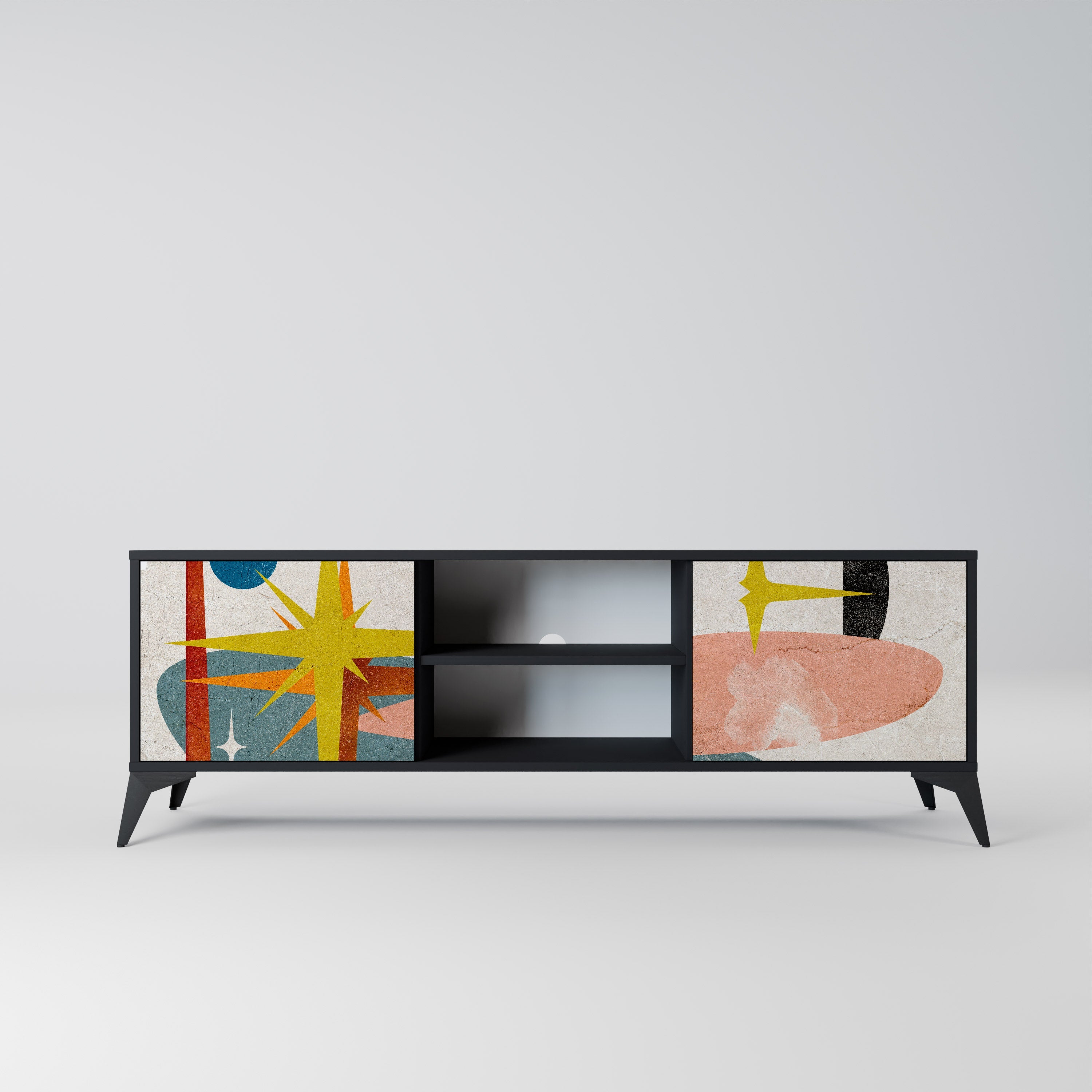INTERSTELLAR VIBES TV-Lowboard mit 2 Türen in Schwarz