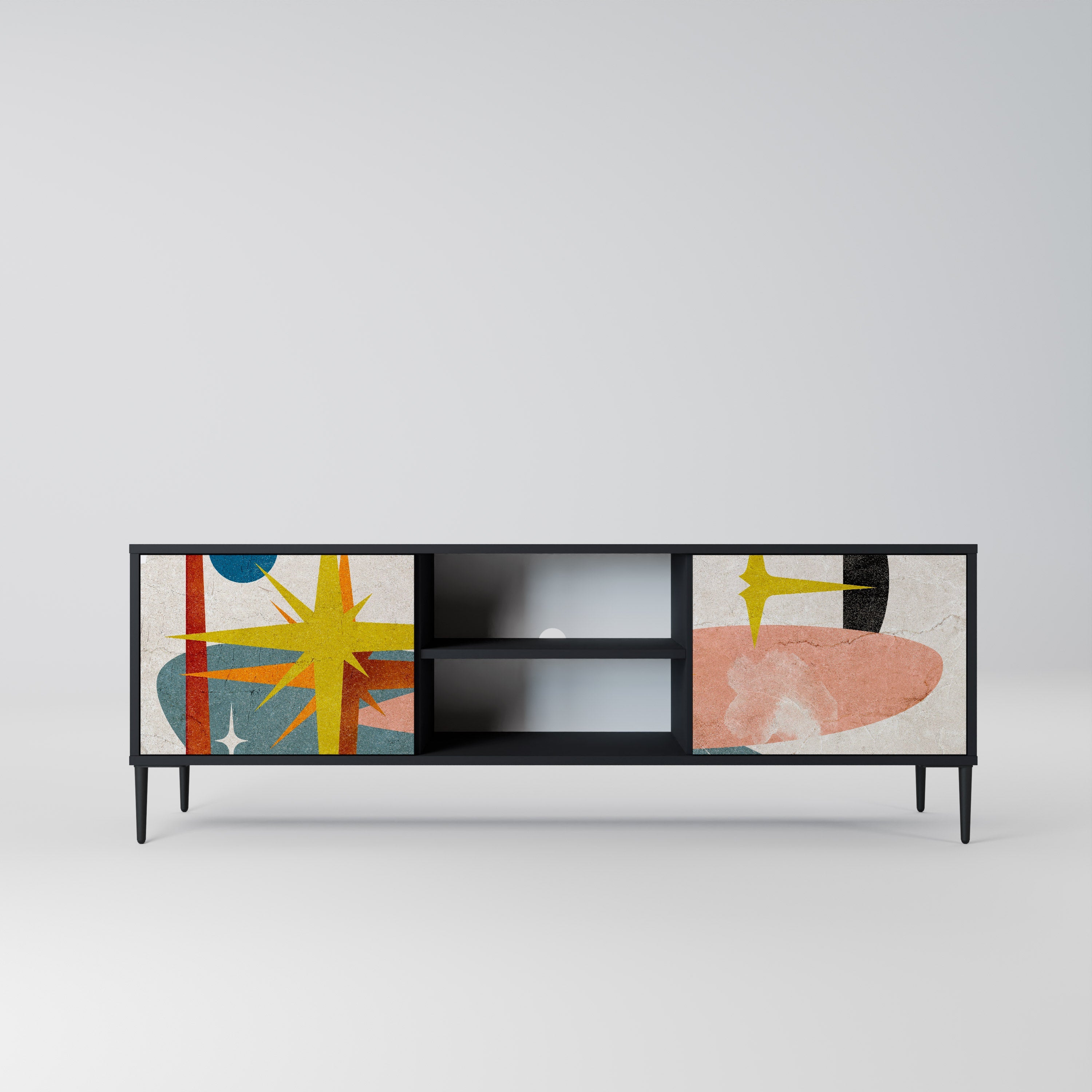 INTERSTELLAR VIBES TV-Lowboard mit 2 Türen in Schwarz