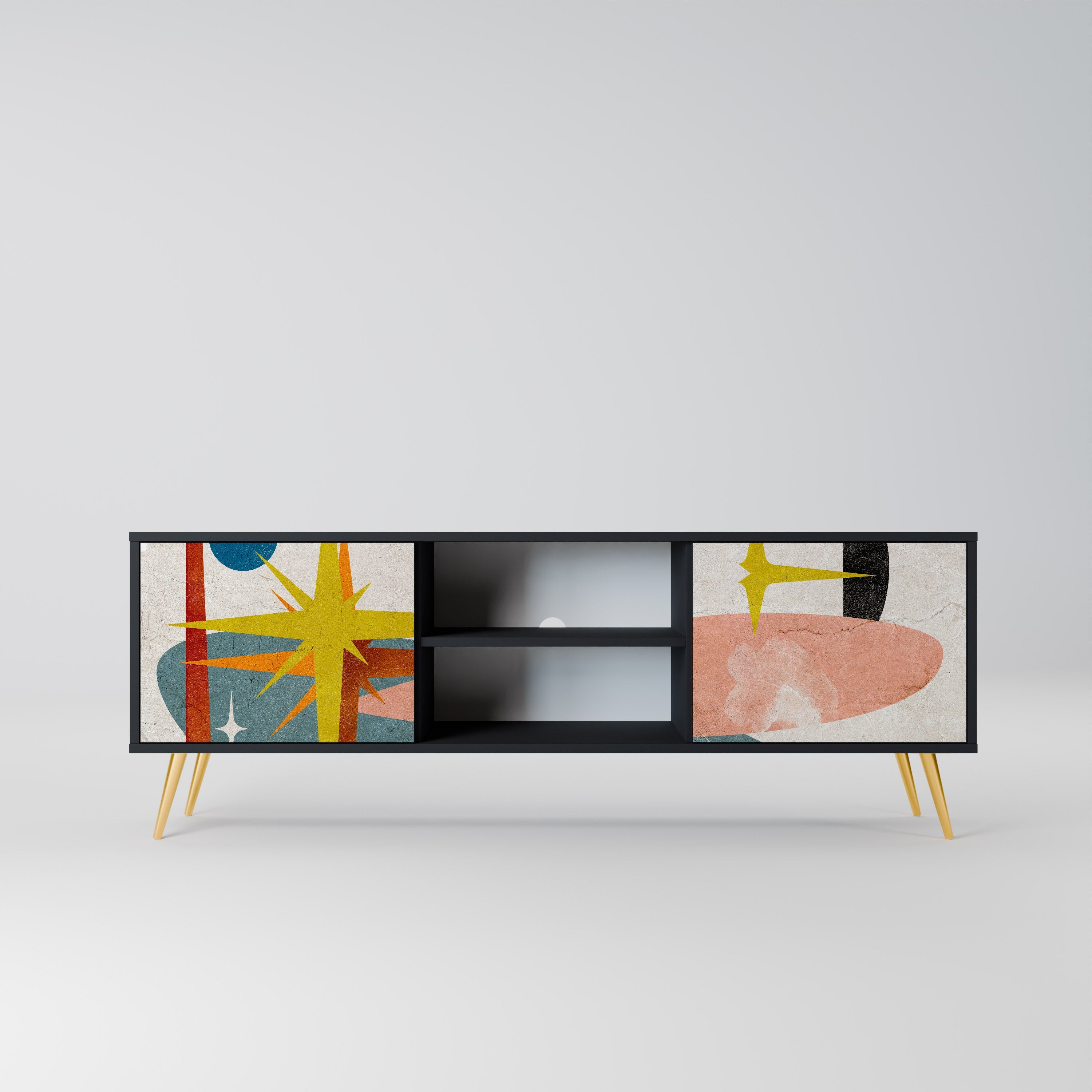 INTERSTELLAR VIBES TV-Lowboard mit 2 Türen in Schwarz