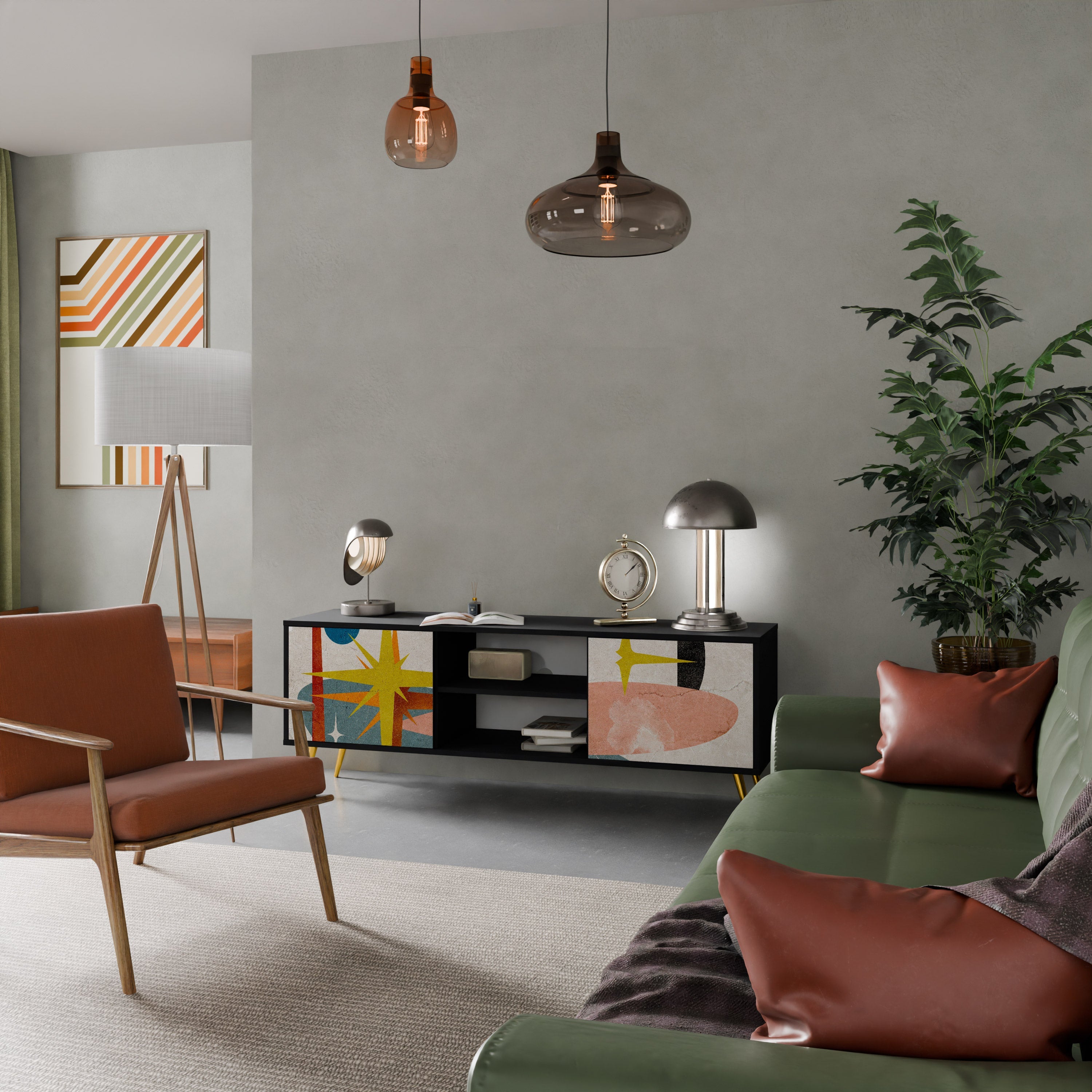 INTERSTELLAR VIBES TV-Lowboard mit 2 Türen in Schwarz