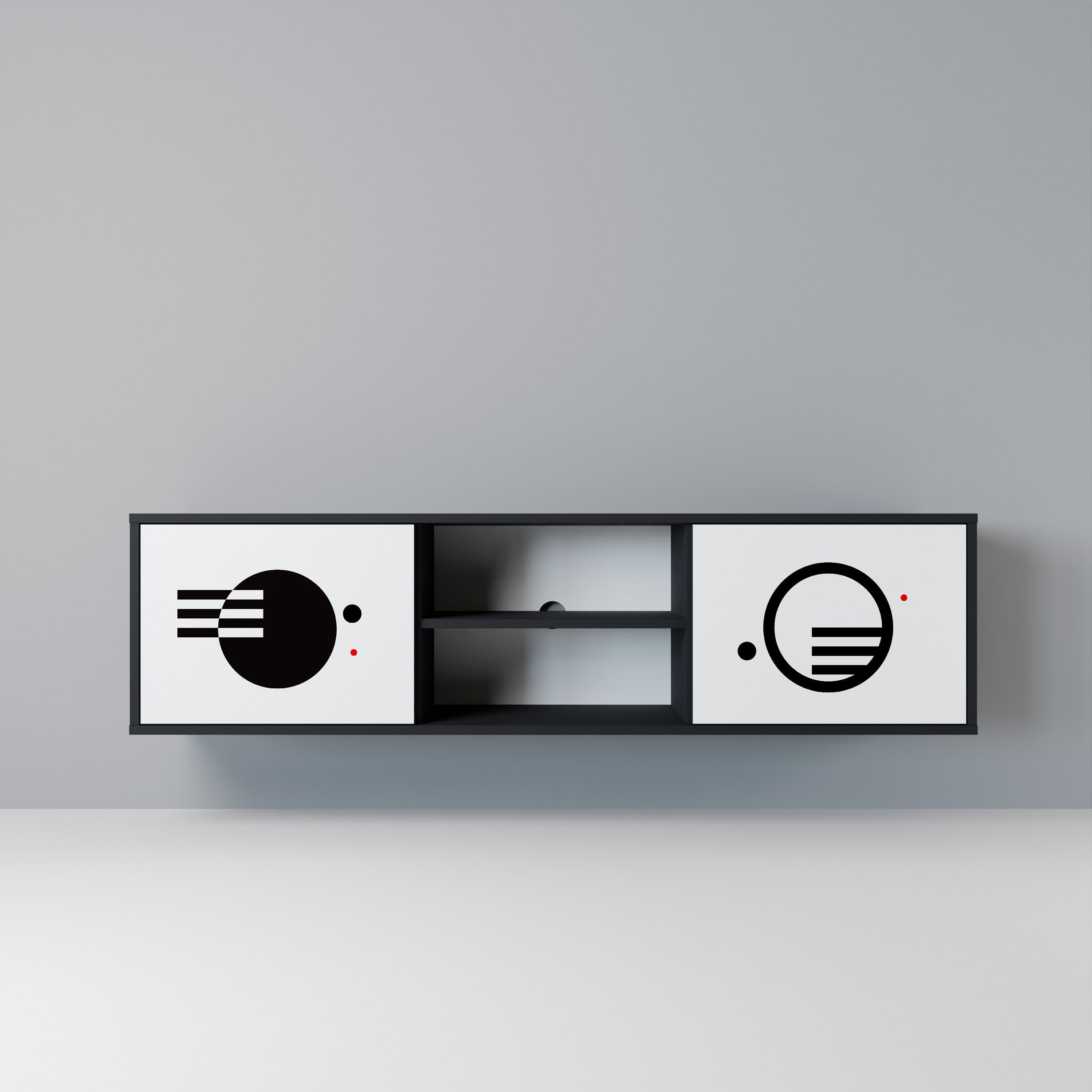 BLACK AND WHITE COMBINATION TV-Lowboard mit 2 Türen in Schwarz