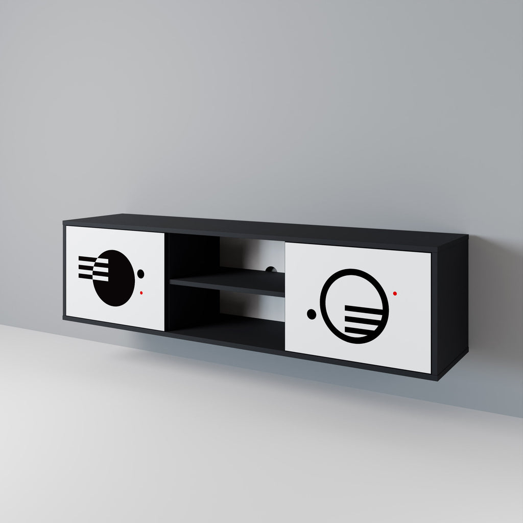 BLACK AND WHITE COMBINATION TV-Lowboard mit 2 Türen in Schwarz