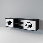 BLACK AND WHITE COMBINATION TV-Lowboard mit 2 Türen in Schwarz