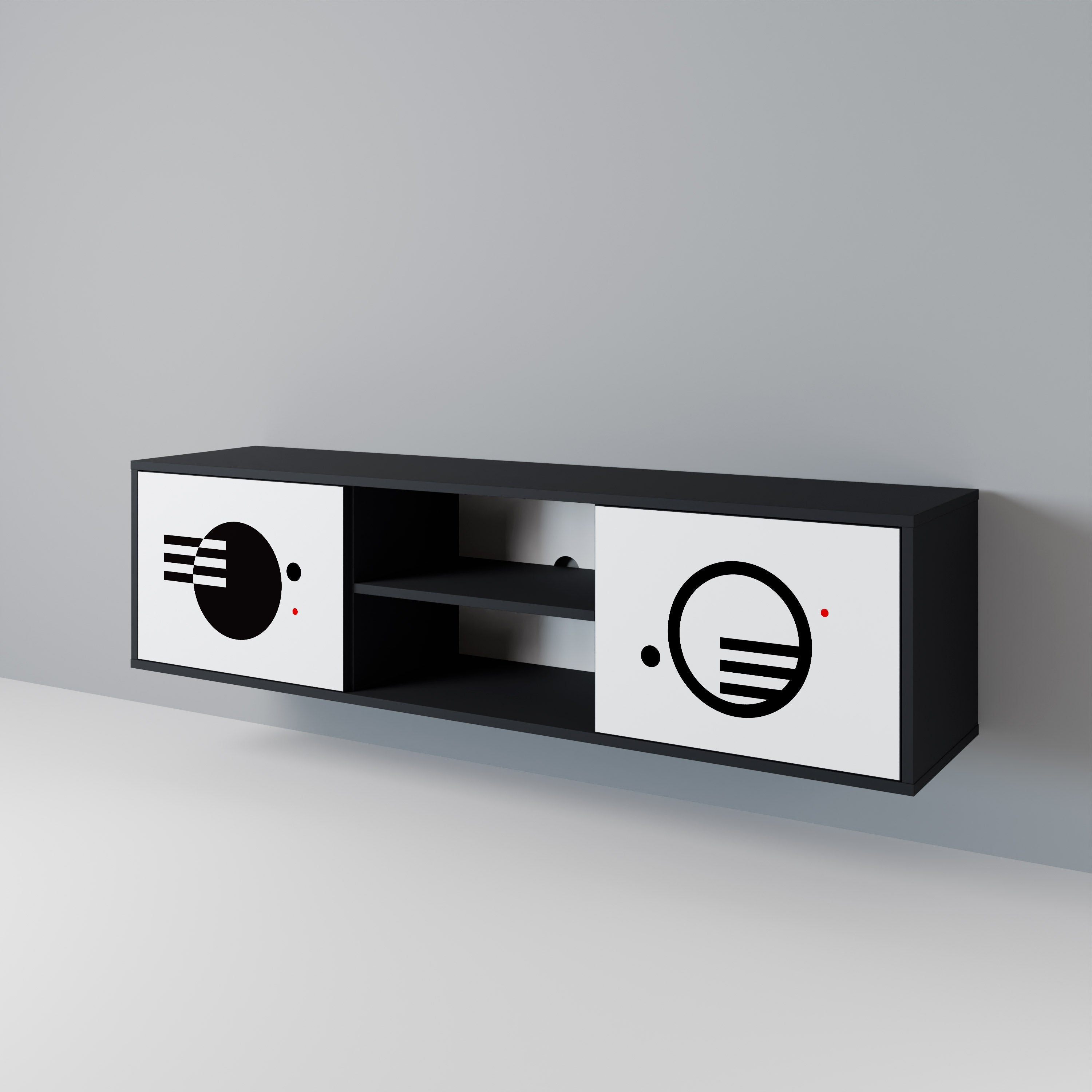 BLACK AND WHITE COMBINATION TV-Lowboard mit 2 Türen in Schwarz