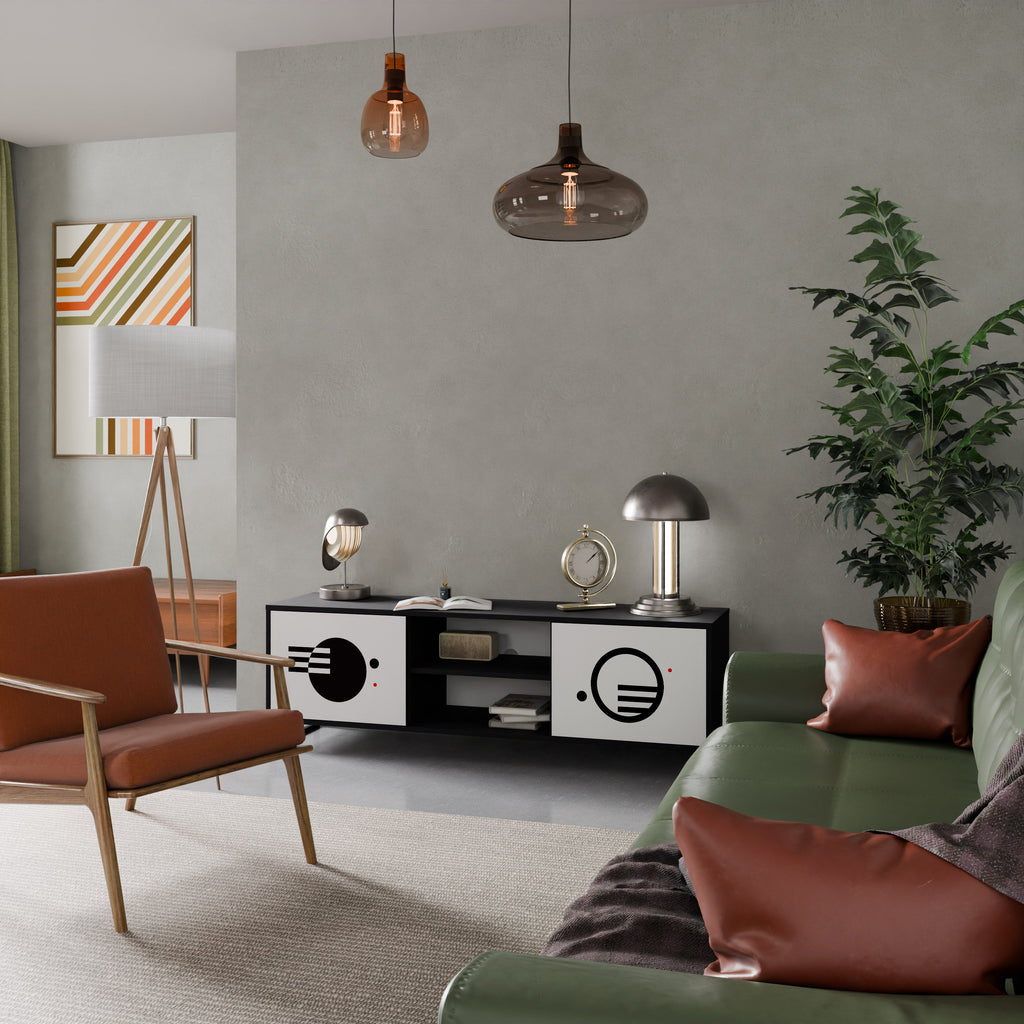 BLACK AND WHITE COMBINATION TV-Lowboard mit 2 Türen in Schwarz