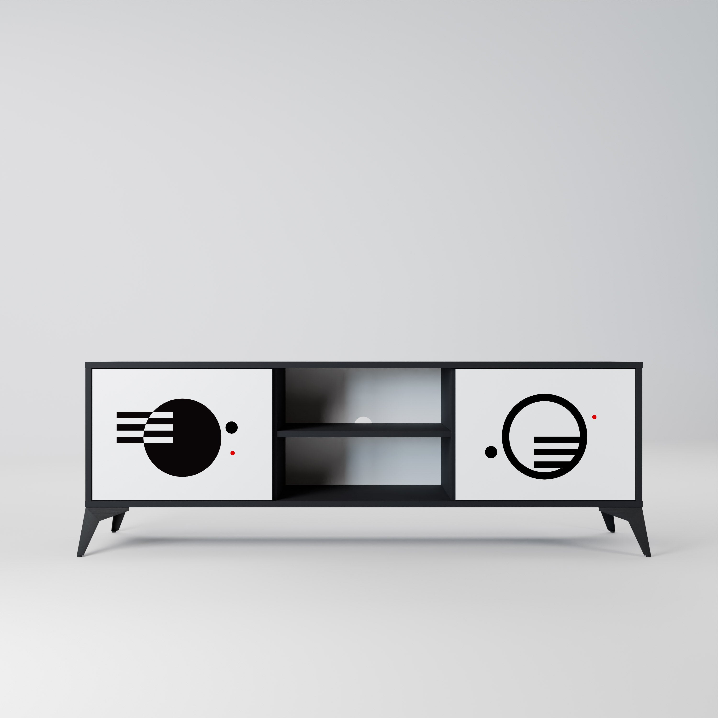 BLACK AND WHITE COMBINATION TV-Lowboard mit 2 Türen in Schwarz