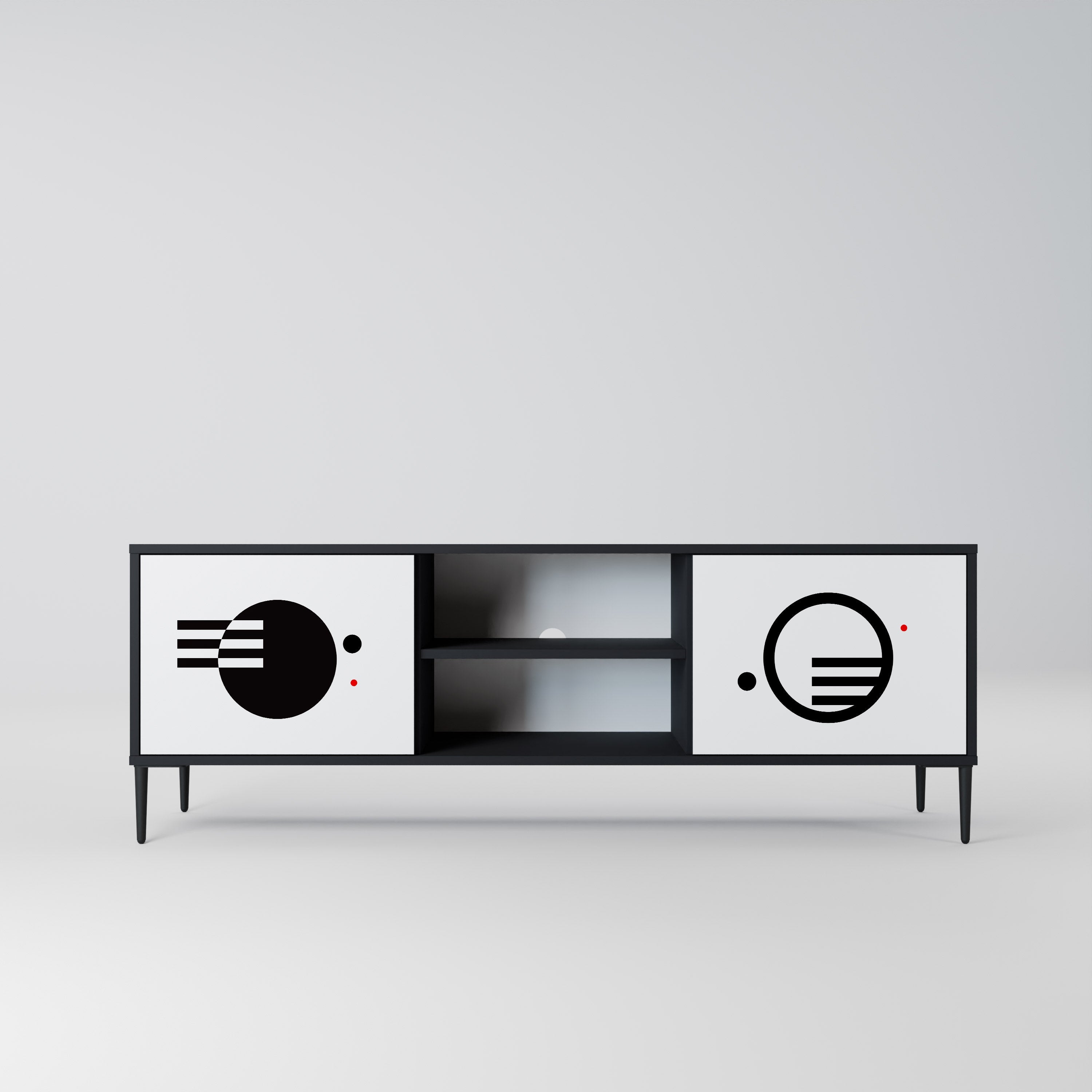 BLACK AND WHITE COMBINATION TV-Lowboard mit 2 Türen in Schwarz