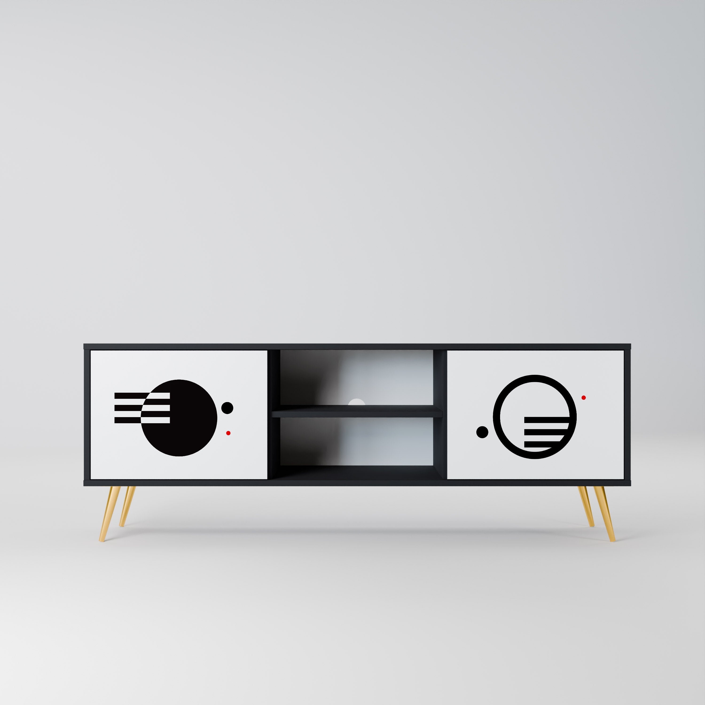 BLACK AND WHITE COMBINATION TV-Lowboard mit 2 Türen in Schwarz