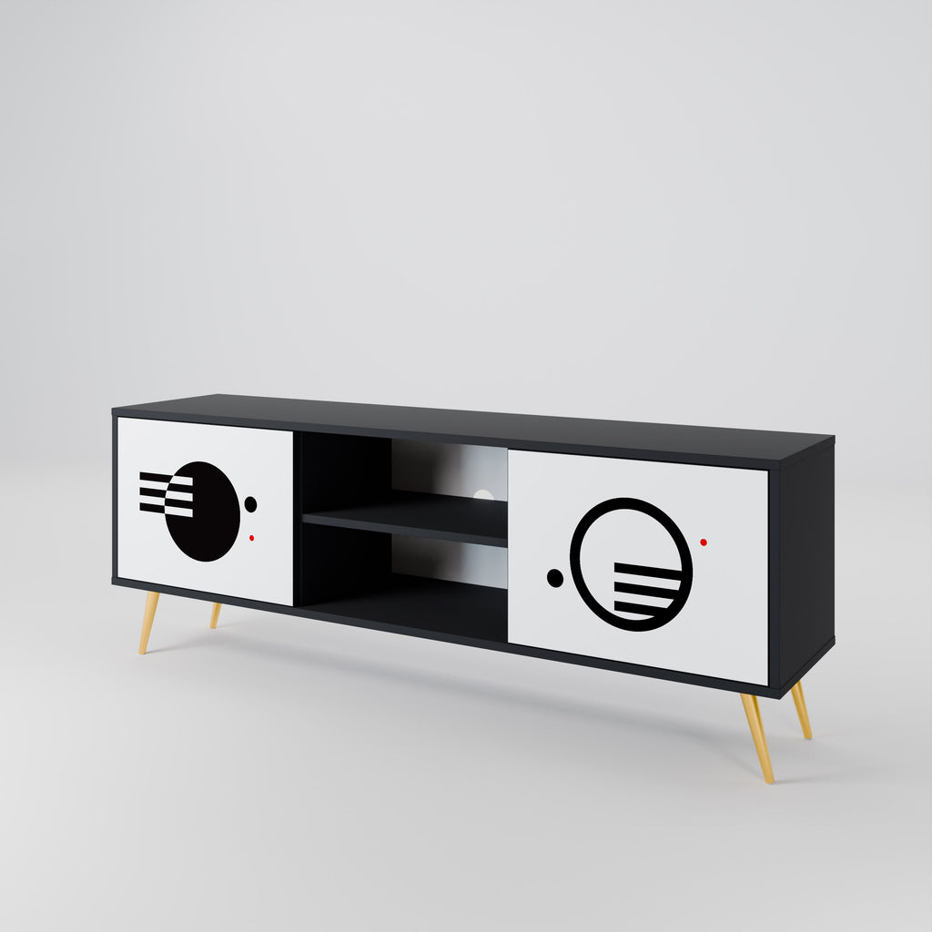 BLACK AND WHITE COMBINATION TV-Lowboard mit 2 Türen in Schwarz