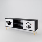 BLACK AND WHITE COMBINATION TV-Lowboard mit 2 Türen in Schwarz