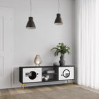 BLACK AND WHITE COMBINATION TV-Lowboard mit 2 Türen in Schwarz