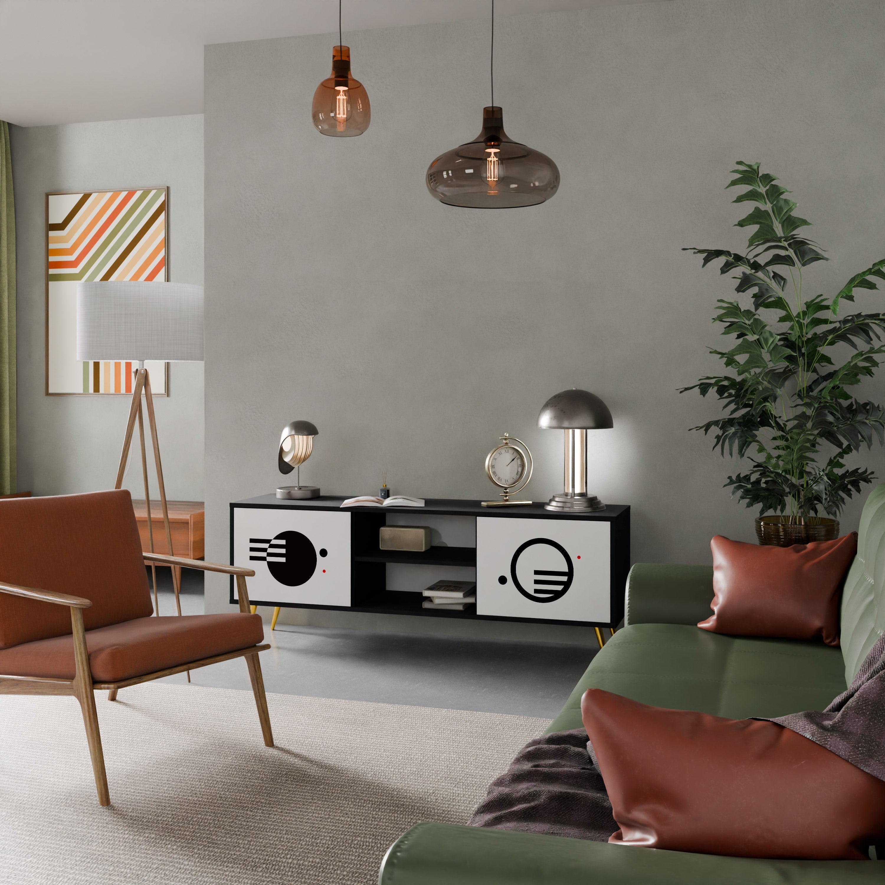 BLACK AND WHITE COMBINATION TV-Lowboard mit 2 Türen in Schwarz