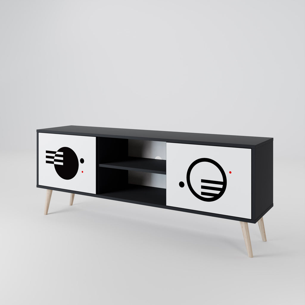 BLACK AND WHITE COMBINATION TV-Lowboard mit 2 Türen in Schwarz