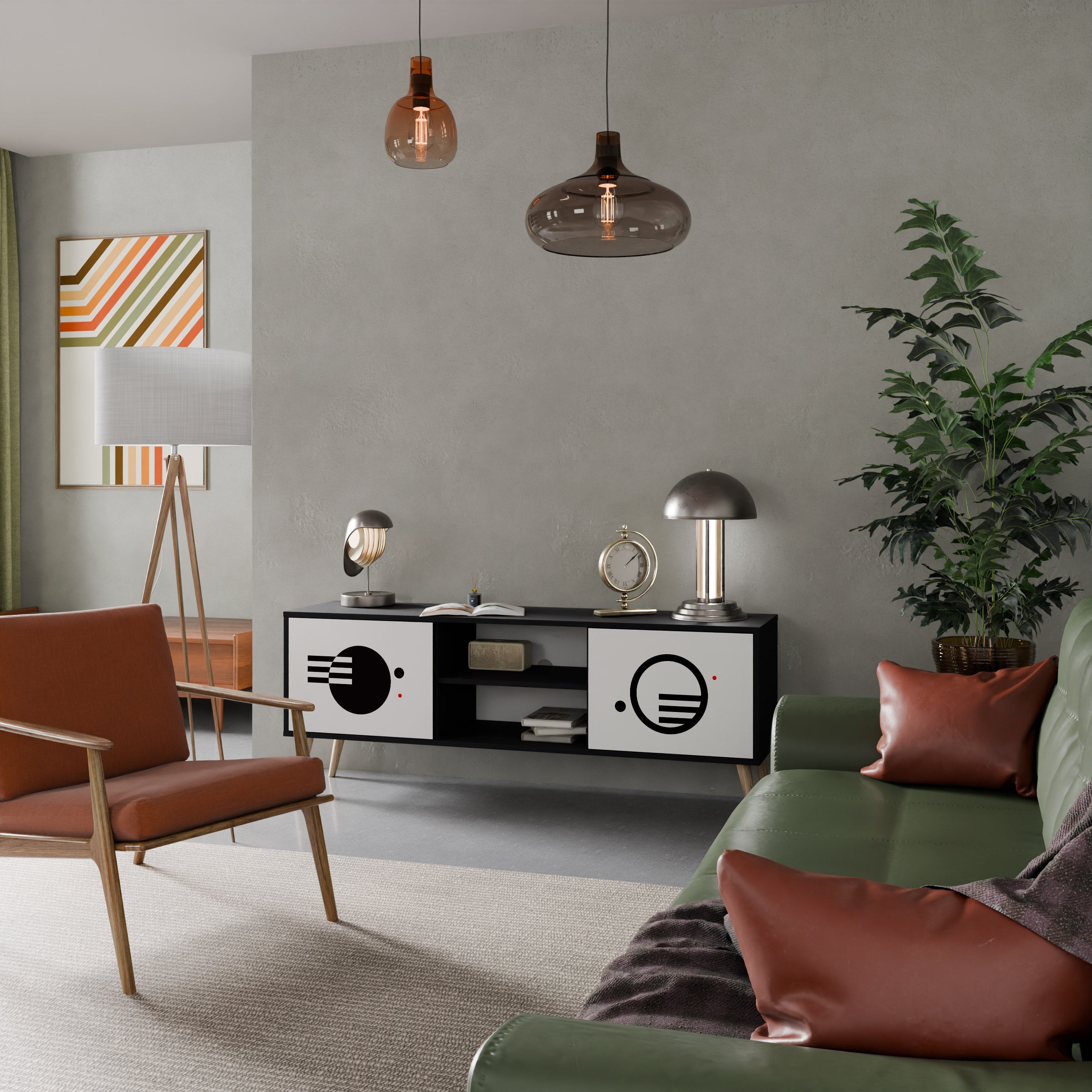 BLACK AND WHITE COMBINATION TV-Lowboard mit 2 Türen in Schwarz