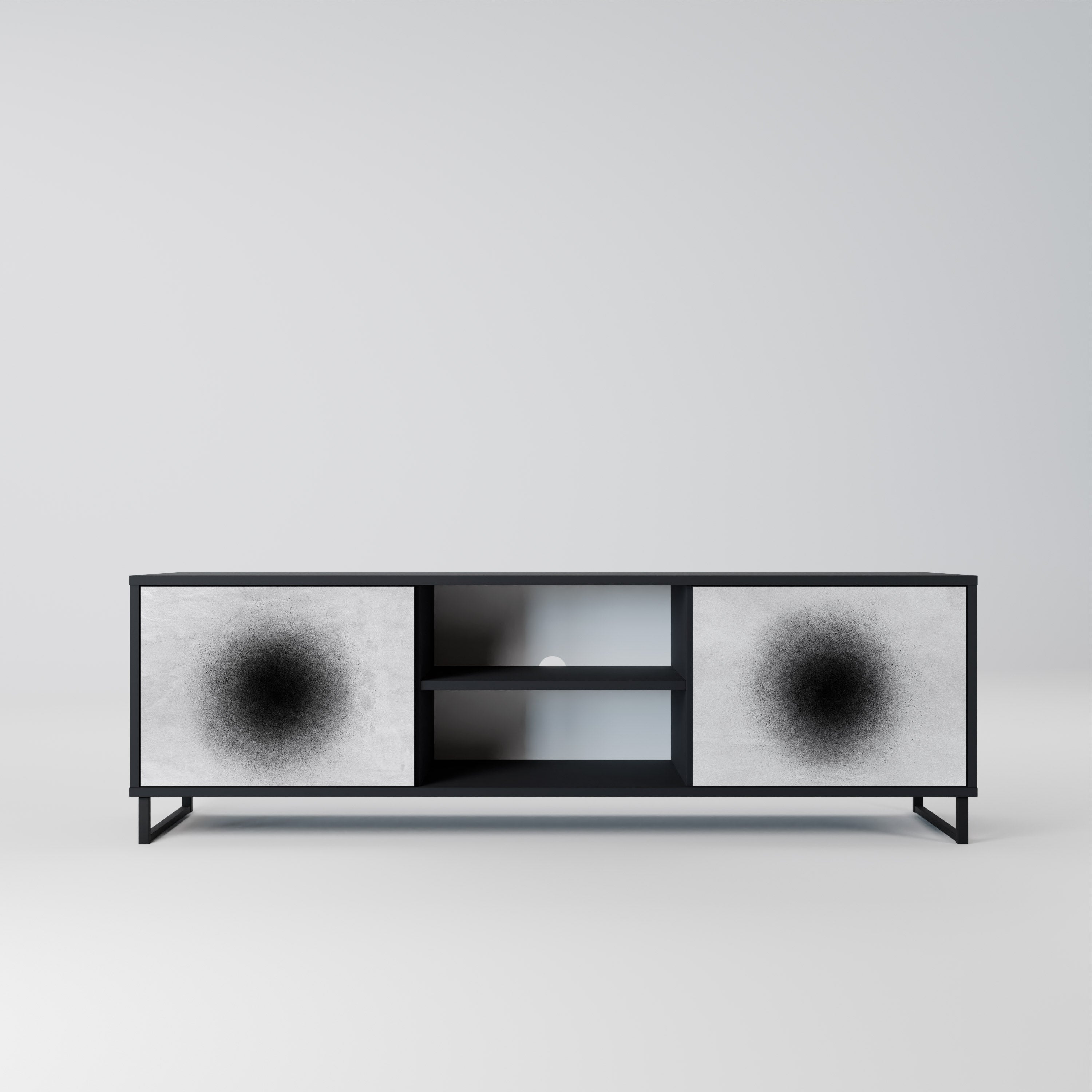 BLACK HOLE TV-Lowboard mit 2 Türen in Schwarz
