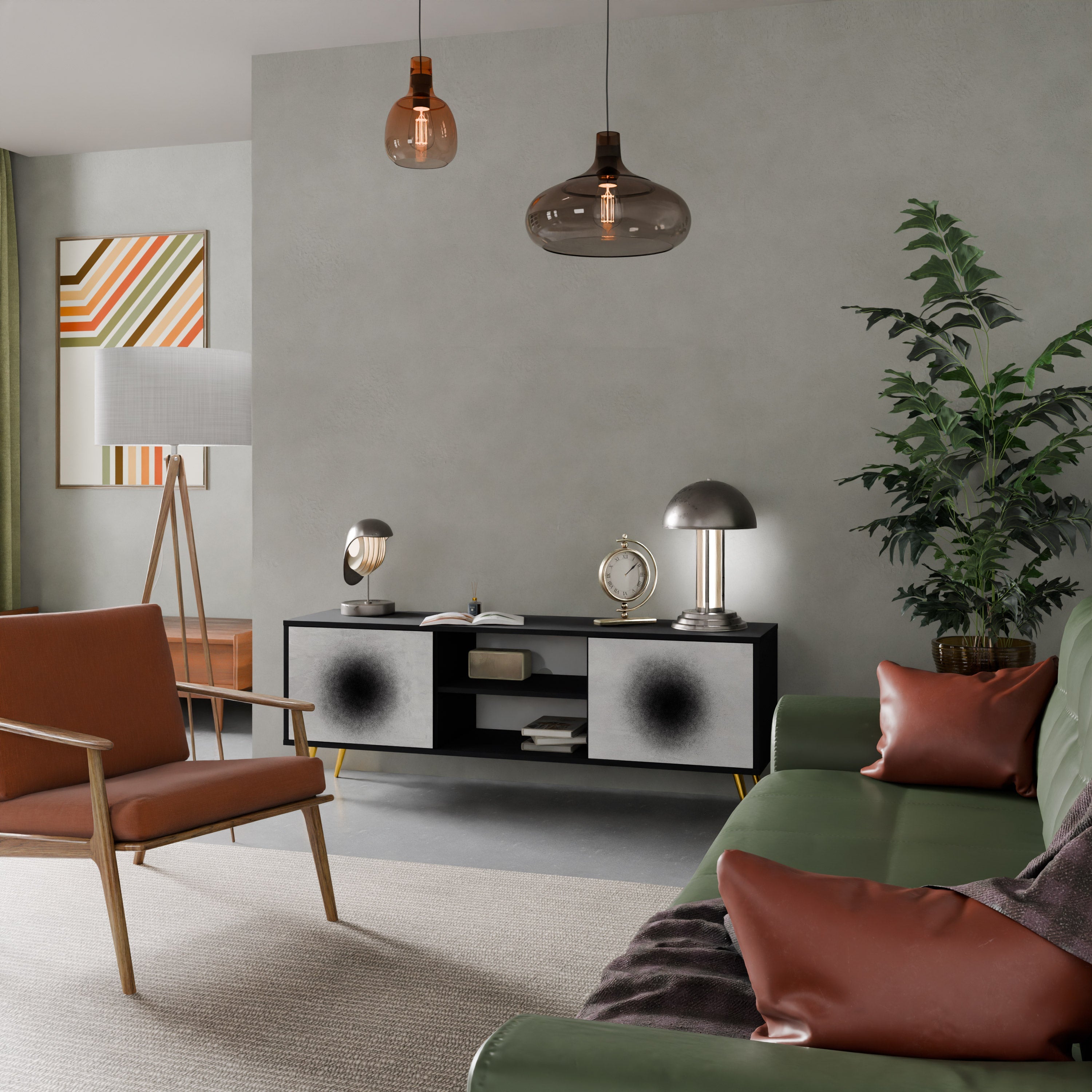 BLACK HOLE TV-Lowboard mit 2 Türen in Schwarz