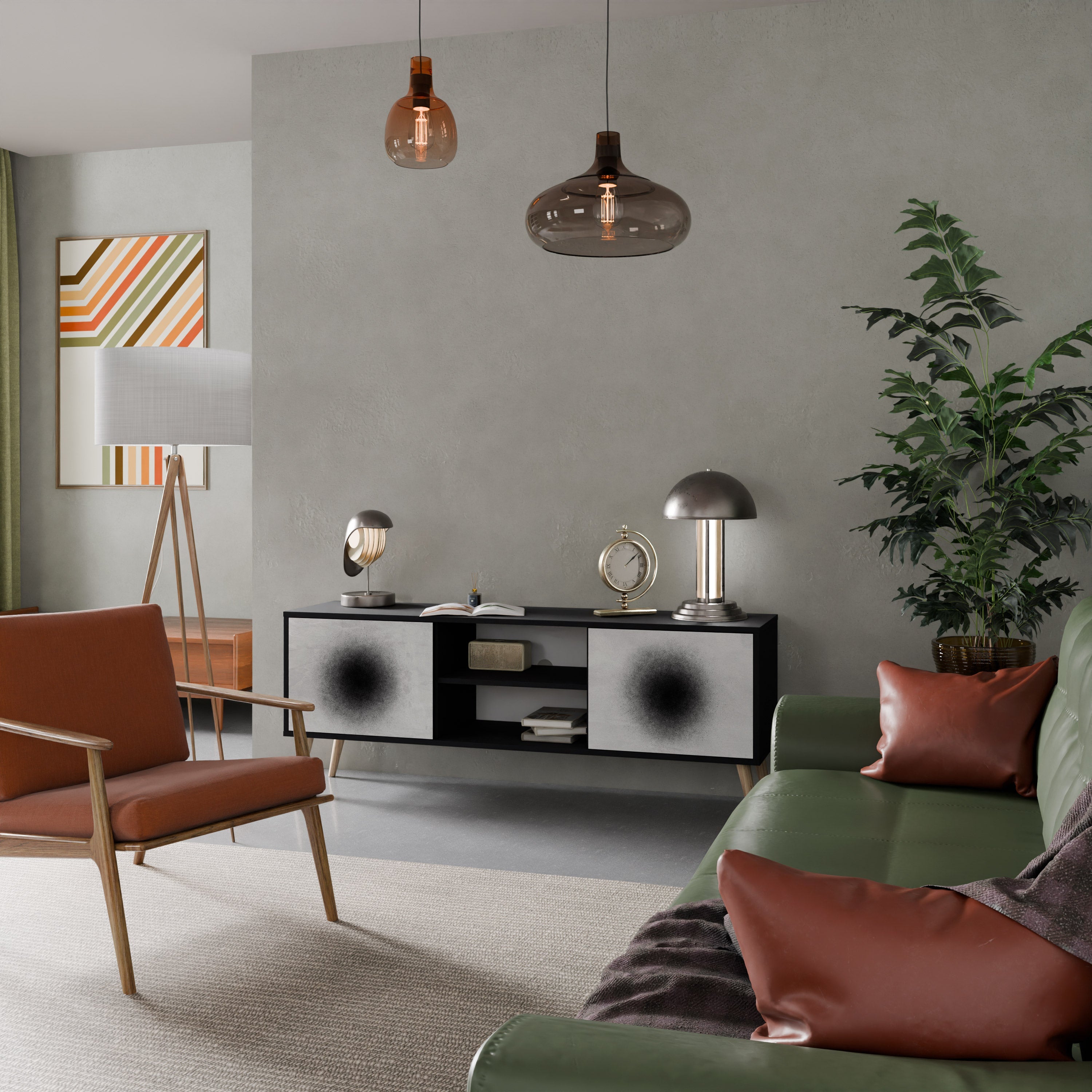 BLACK HOLE TV-Lowboard mit 2 Türen in Schwarz