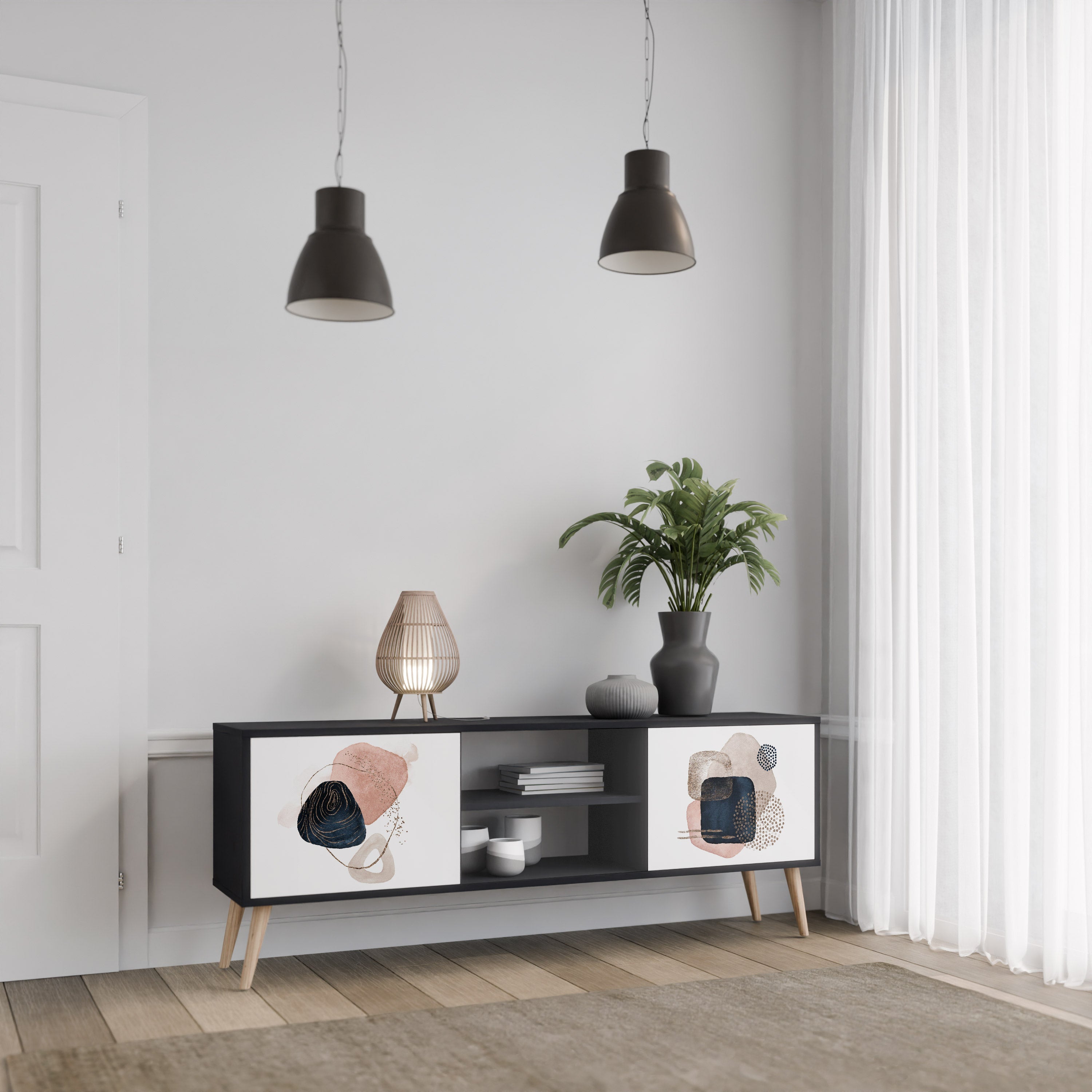 COLORFUL SHAPES TV-Lowboard mit 2 Türen in Schwarz